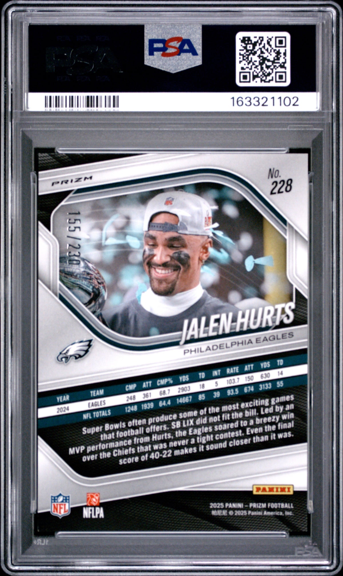2025 Panini Prizm Jalen Hurts Blue Wave #228 PSA 10