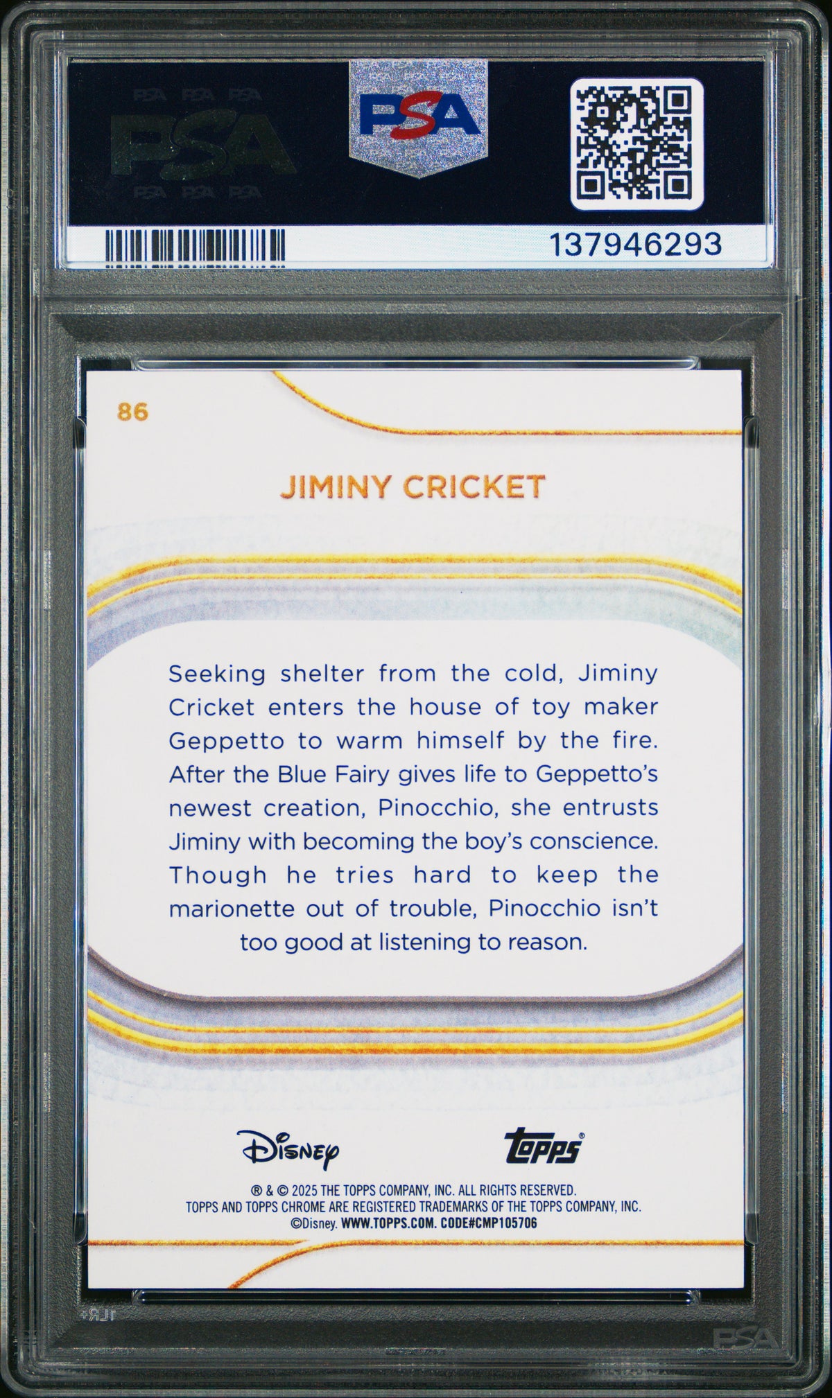 2025 Topps Chrome Disney Jiminy Cricket 03/15 #86 PSA 9 MINT