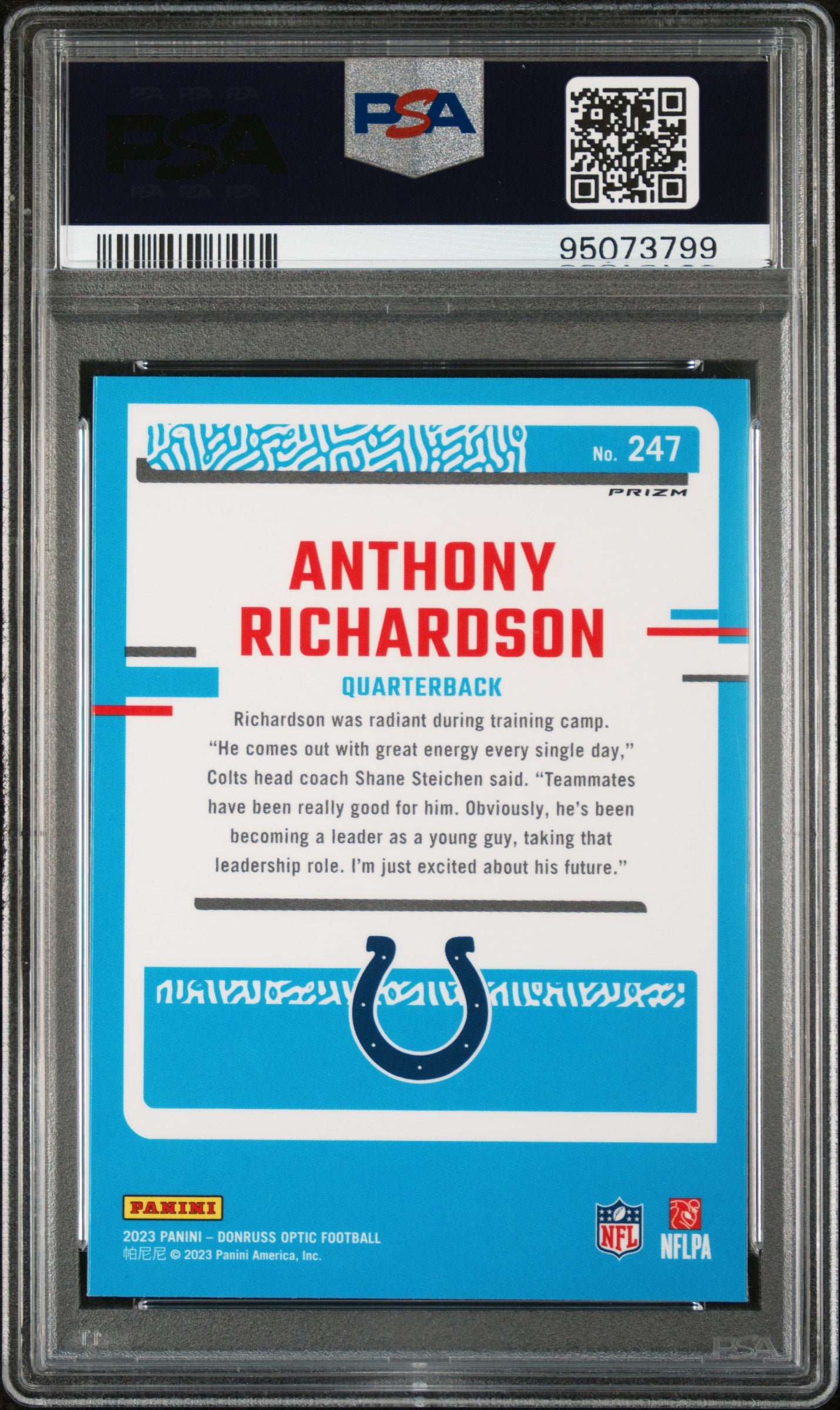 2023 Panini Donruss Optic Anthony Richardson Green Velocity #247 PSA 9