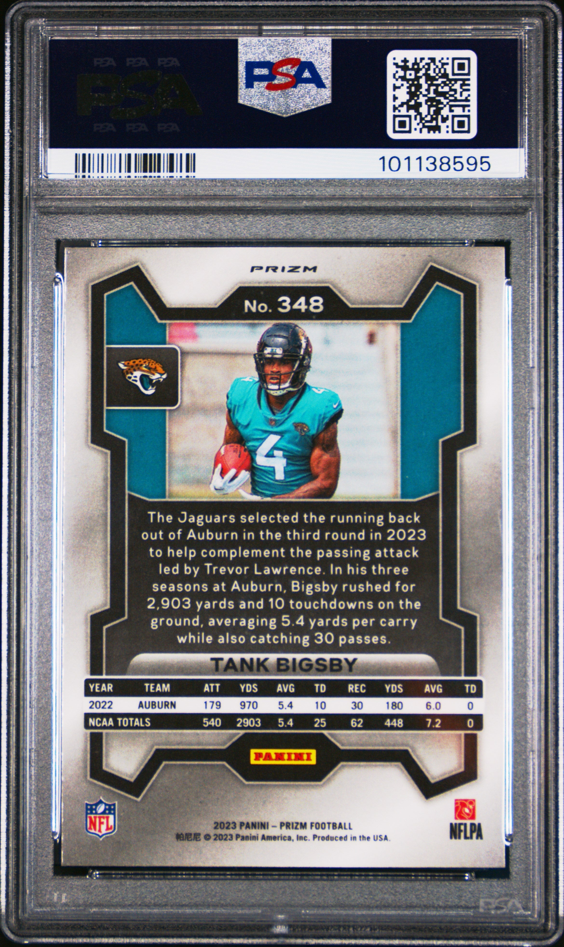 2023 Panini Prizm Tank Bigsby Silver Rookie #348 PSA 9 MINT Jacksonville Jaguars