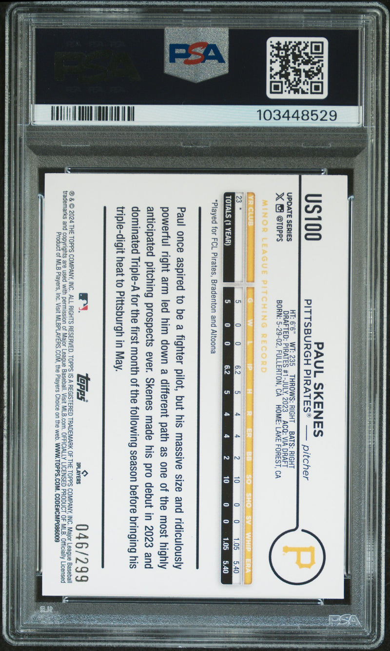 2024 Topps Update Paul Skenes Orange Crackle Foil Board