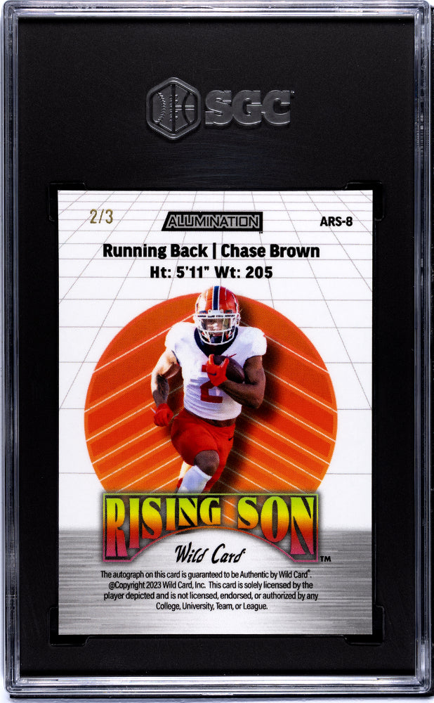 2023 Wild Card Chase Brown Rising Son Autograph Gold Wave 2/3 Rookie SGC 9
