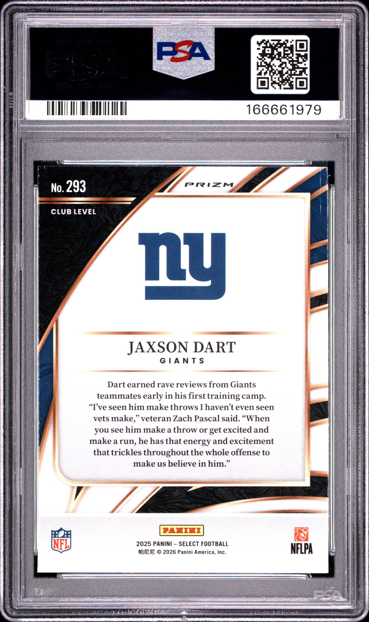 2025 Panini Select Jaxson Dart Red & Blue Shock #293 PSA 10