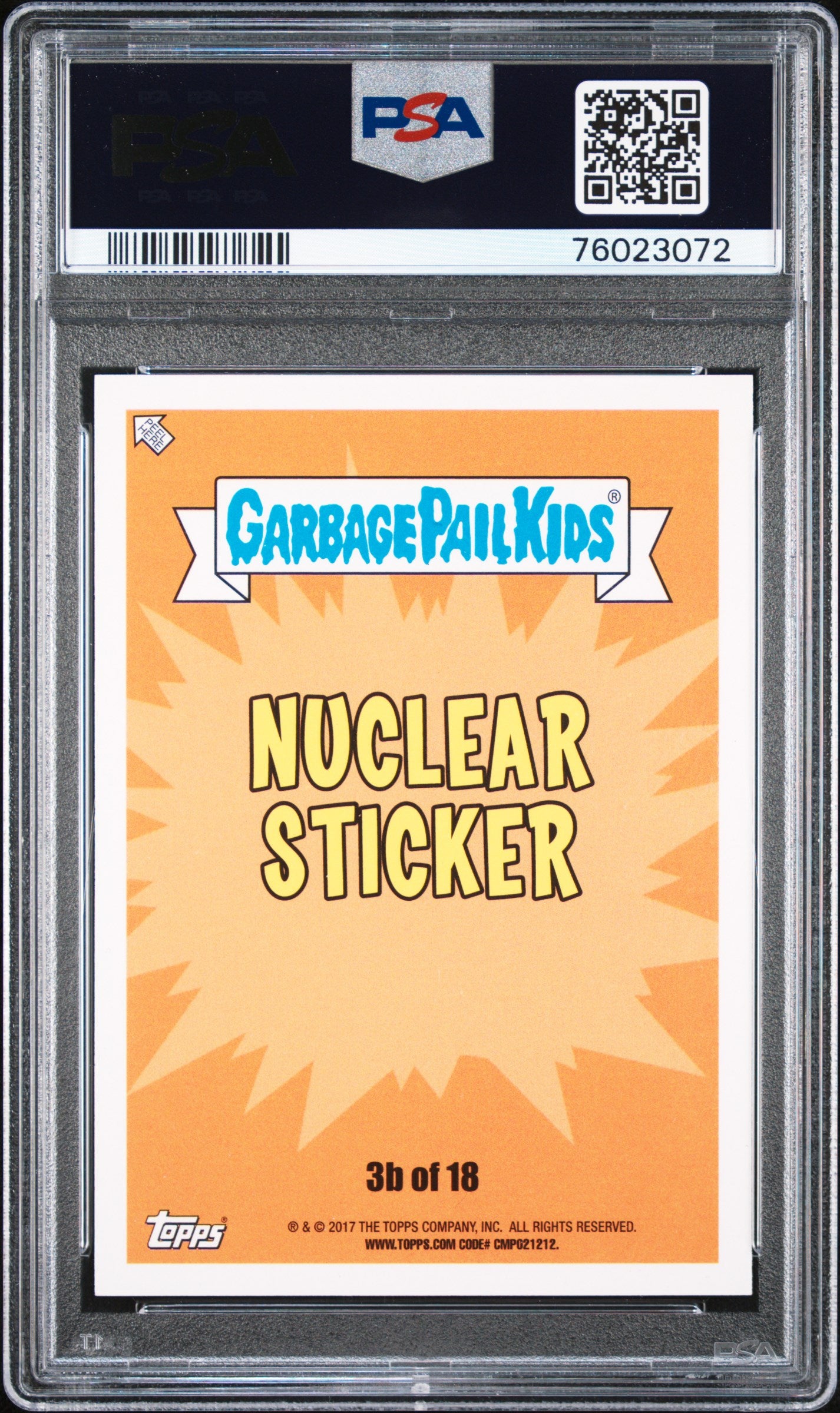 2017 Topps Garbage Pail Kids Yellow Nuclear Sticker Trump Terror #3b PSA 9