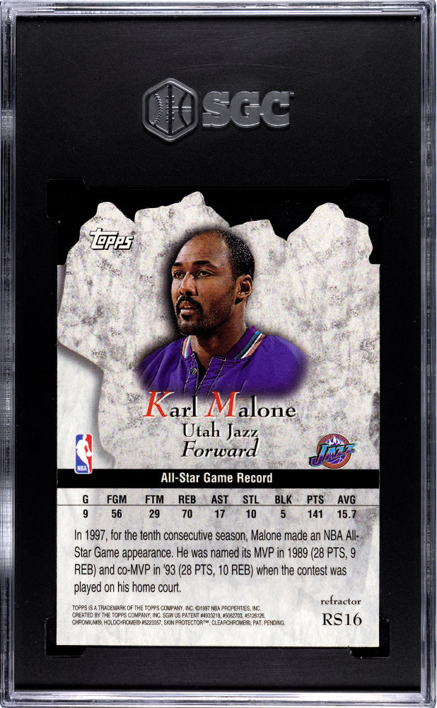1997-98 Topps Karl Malone Rock Stars Refractor #RS16 SGC 8.5 Basketball