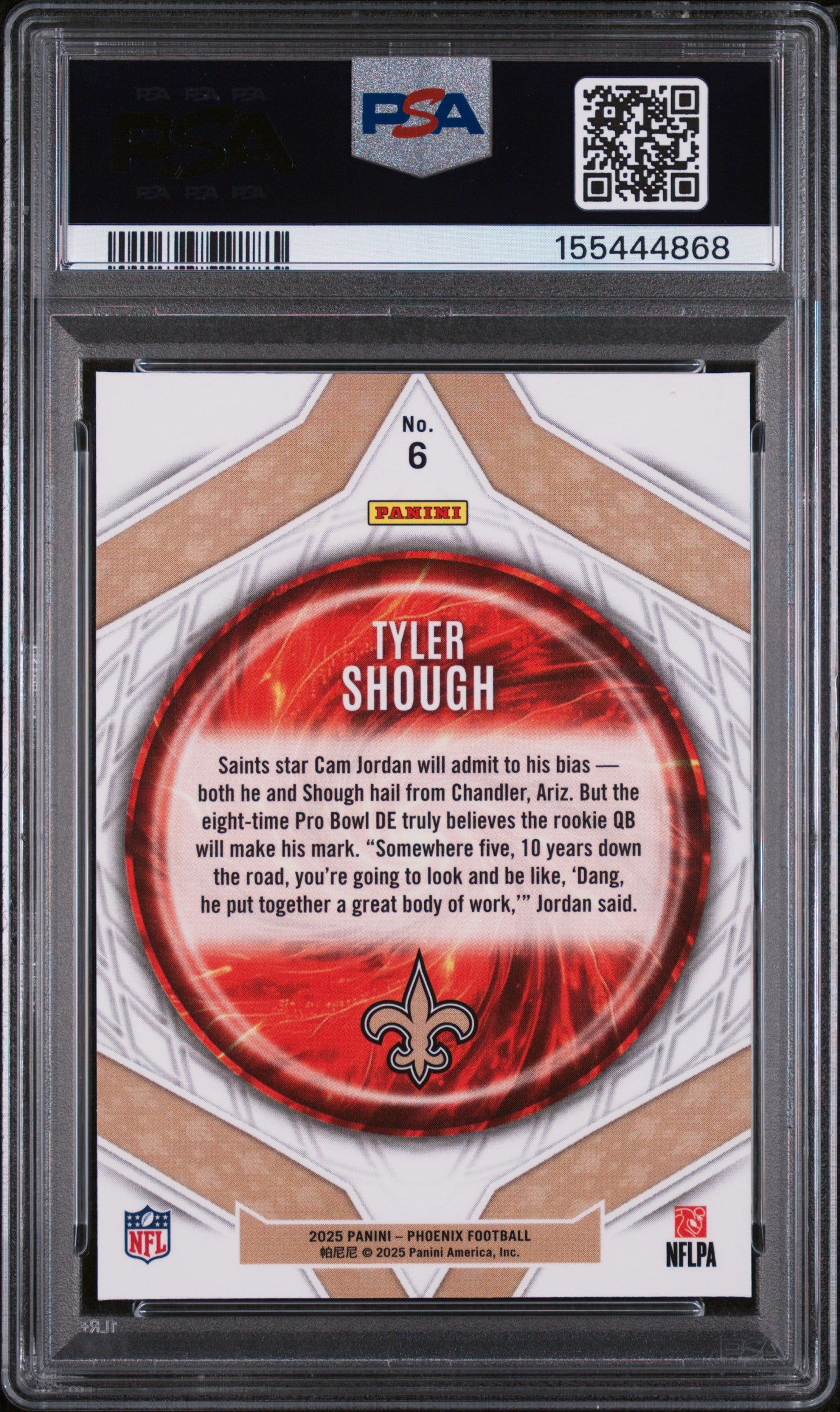 2025 Panini Phoenix Paragon Tyler Shough #6 PSA 10