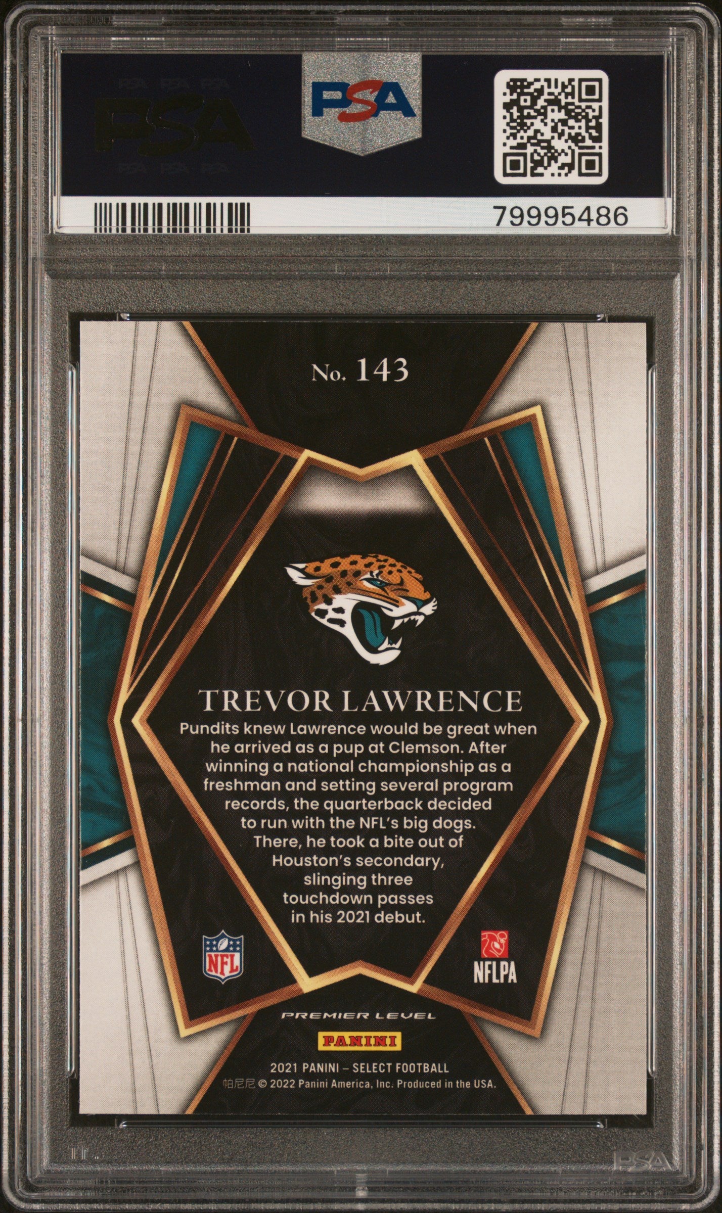 2021 Panini Select Trevor Lawrence Rookie #143 PSA 10 Jacksonville Jaguars