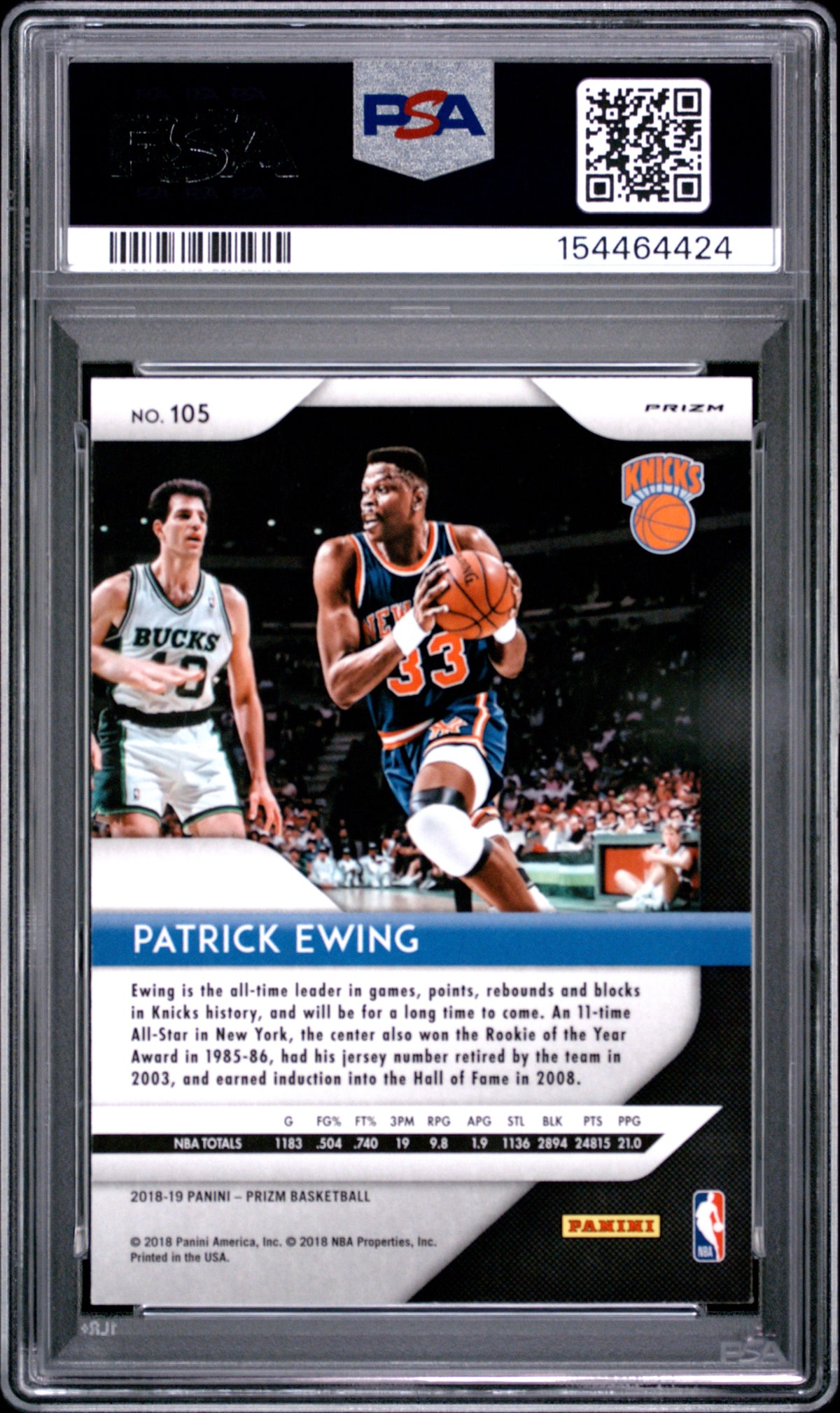2018 Panini Prizm Patrick Ewing Silver #105 PSA 9