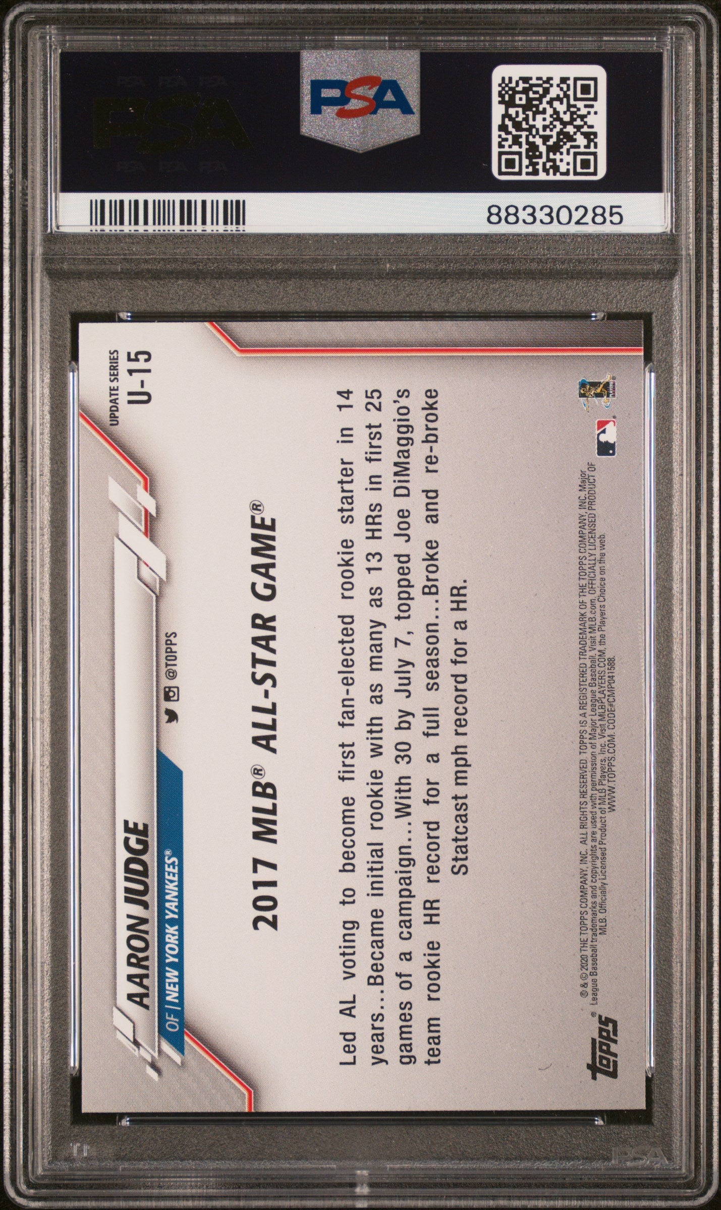 2020 Topps Update Aaron Judge Gold Foil #U15 PSA 10 GEM MINT New York Yankees