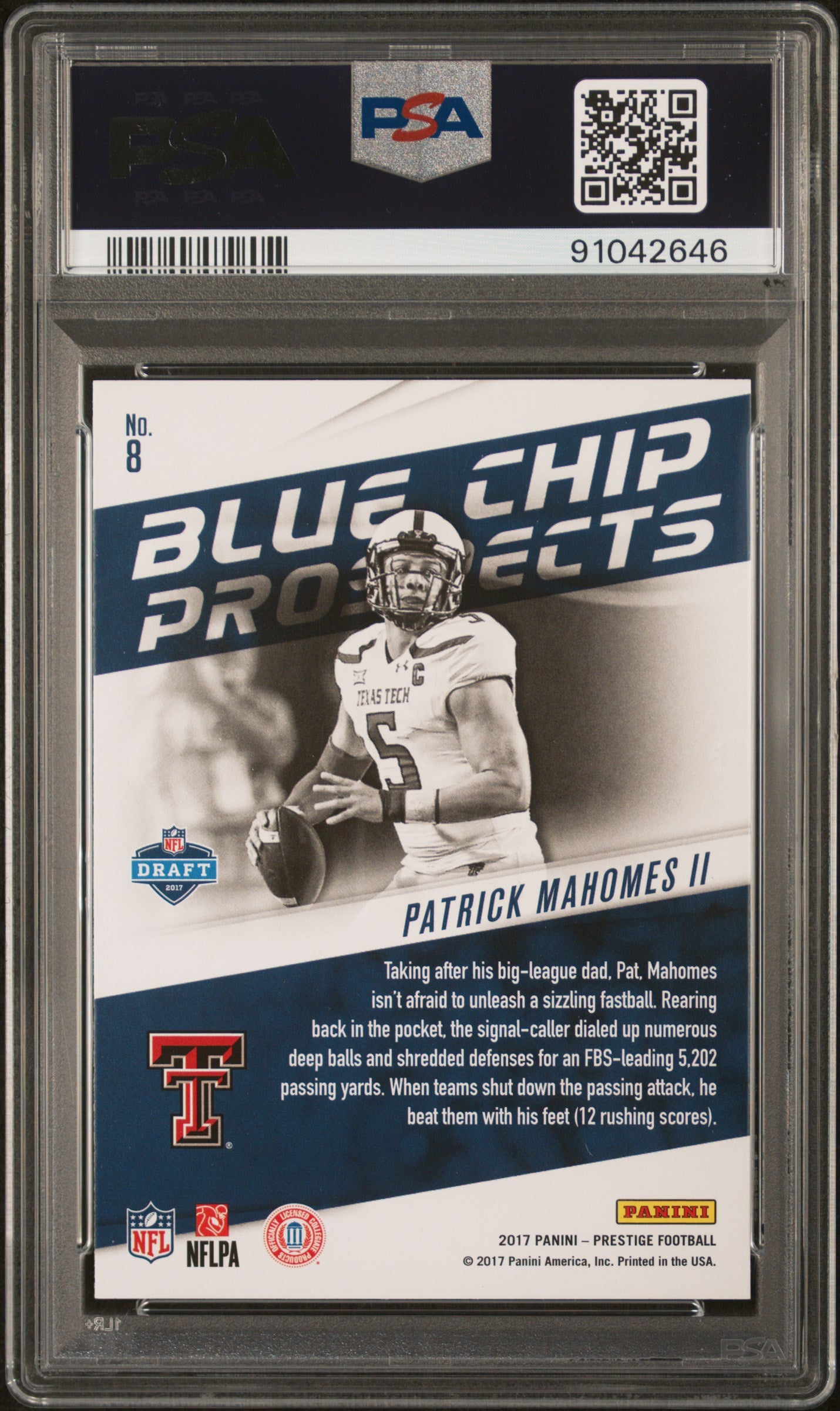 2017 Panini Prestige Blue Chip Prospects Patrick Mahomes II #8 PSA 10