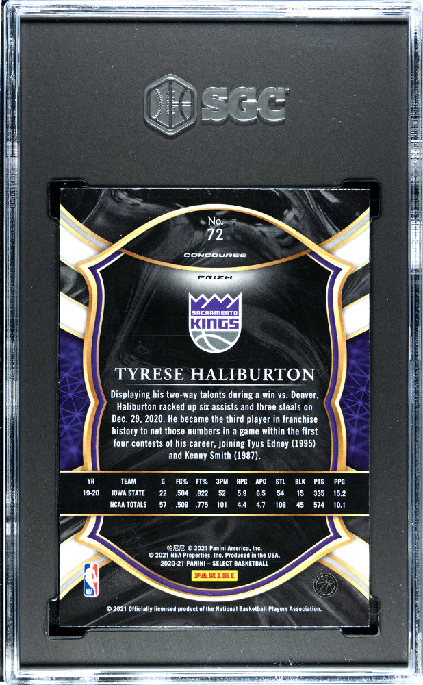 2020 Select Tyrese Haliburton Red White Green Cracked Ice Prizm Rookie SGC 10