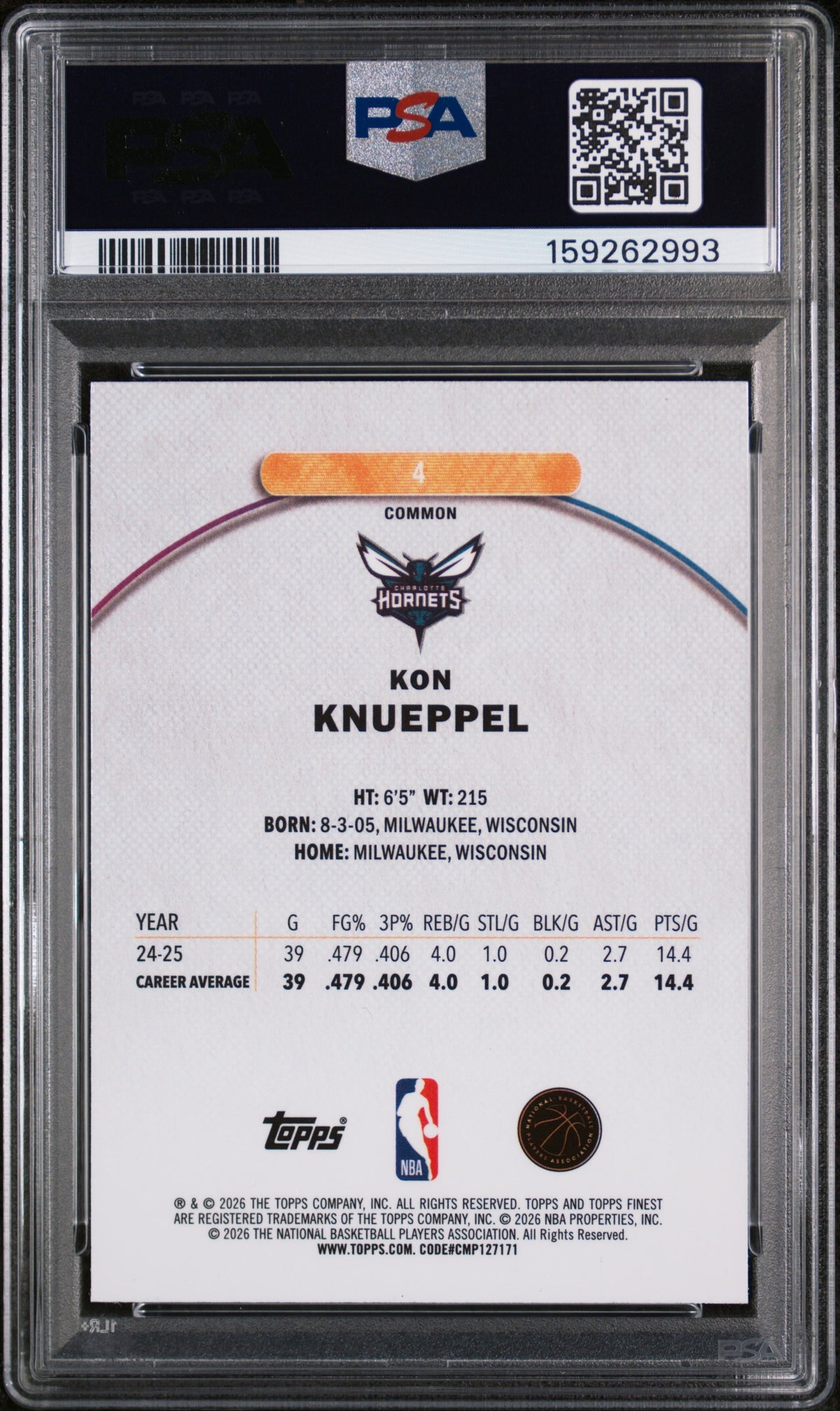 2025 Topps Finest Kon Knueppel #4 PSA 10