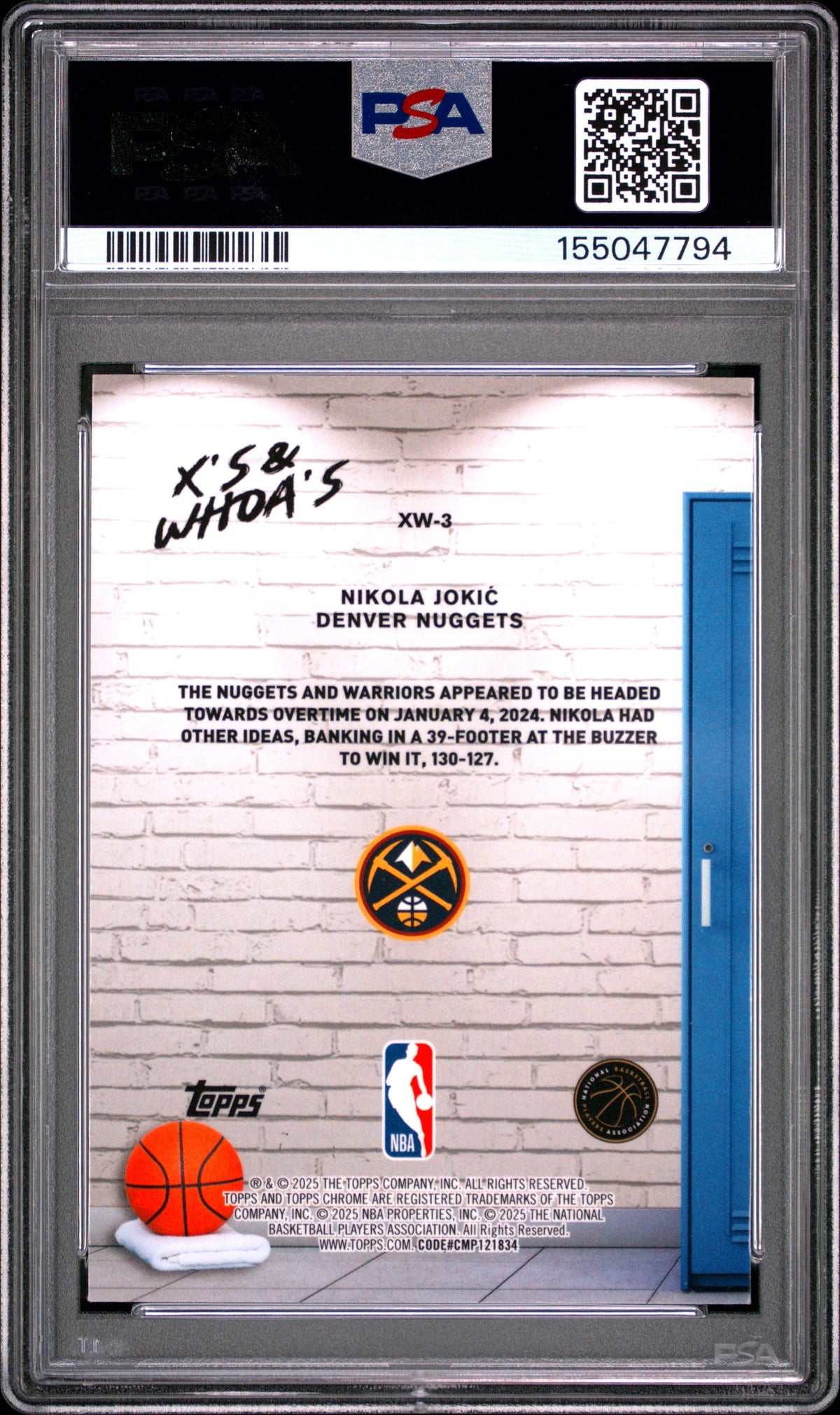 2025 Topps Chrome X'S And Whoa's Nikola Jokic Purple Ref 62/75 #XW-3 PSA 10