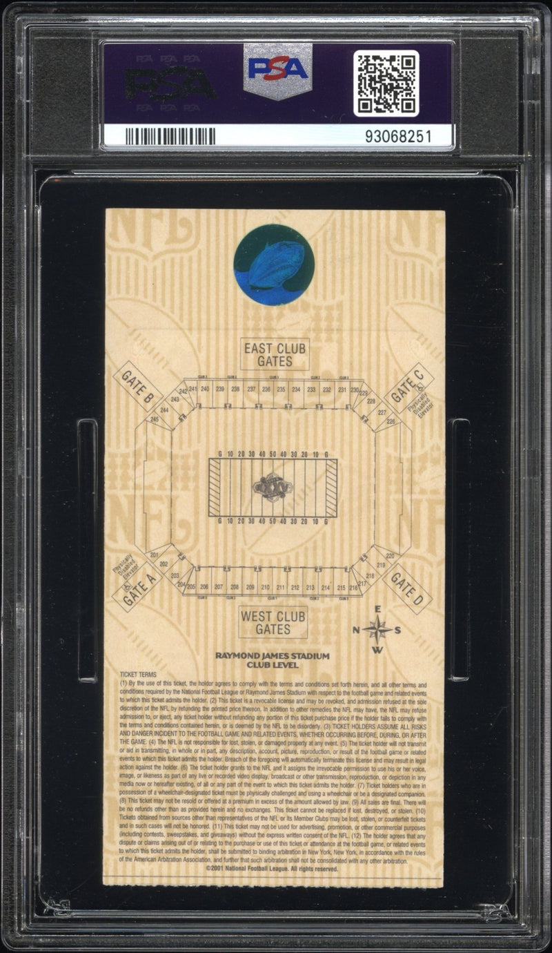 2001 Super Bowl XXXV Ray Lewis: Yellow MVP PSA 5 Ticket Stub