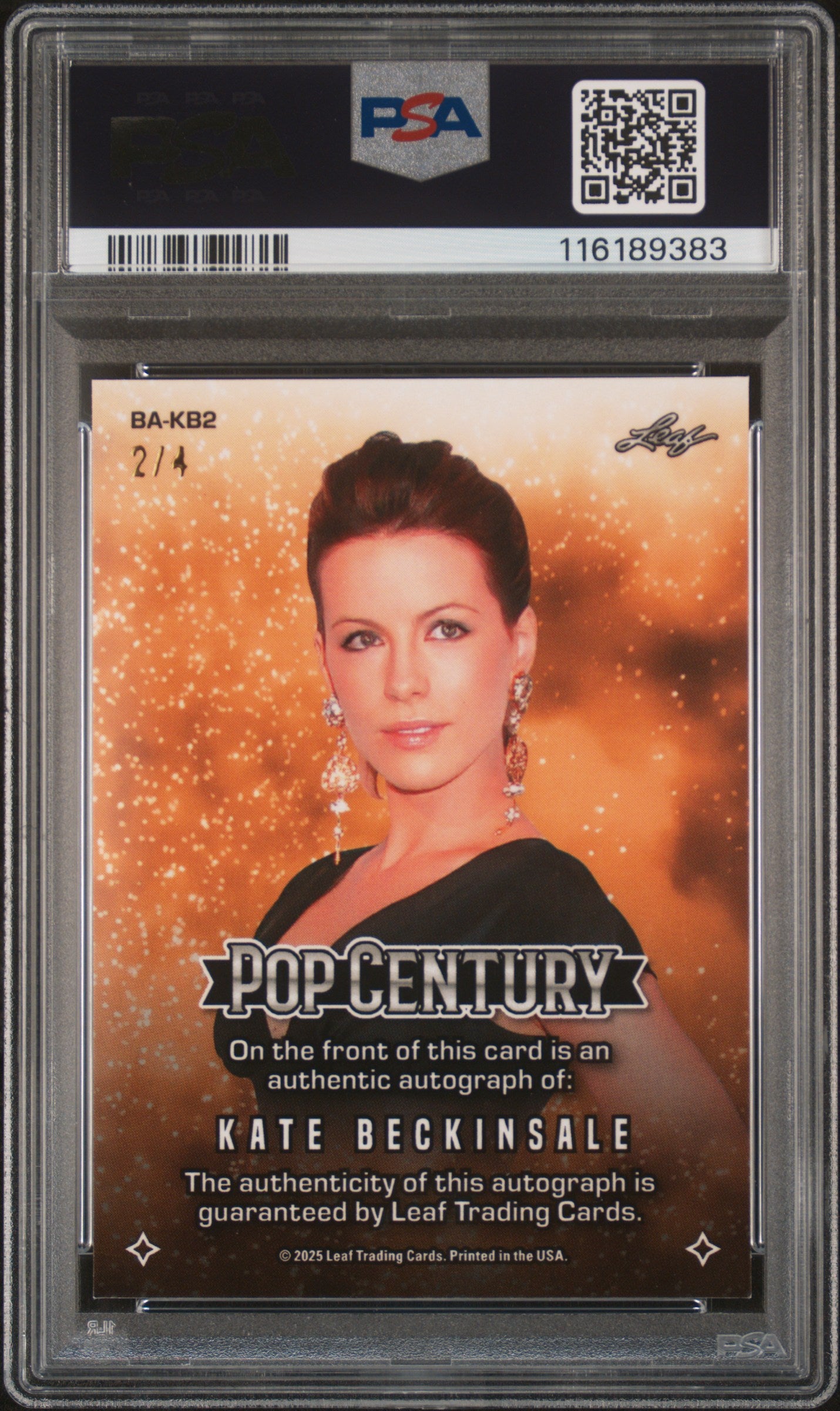 2025 Leaf Metal Pop Century Autographs Kate Beckinsale #BAKB2 PSA 9