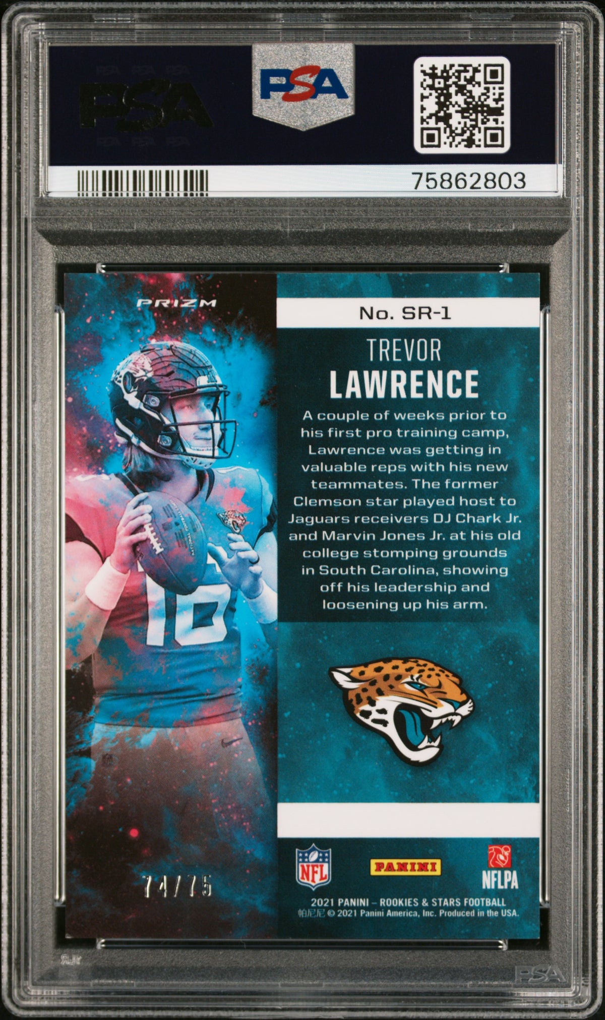 2021 Rookies & Stars Stellar Trevor Lawrence Pink Rookie /75 PSA 9 Jaguars