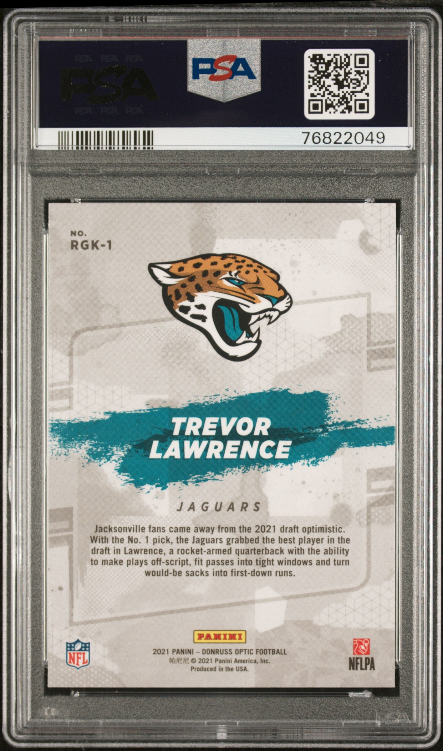 2021 Donruss Optic Rookie Gridiron Kings Trevor Lawrence PSA 10 Jacksonville