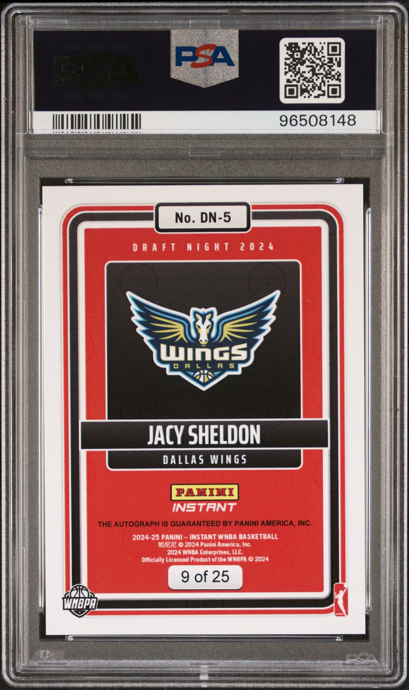 2024 Panini Instant WNBA Draft Night Jacy Sheldon Auto Jungle #DN5 PSA 9