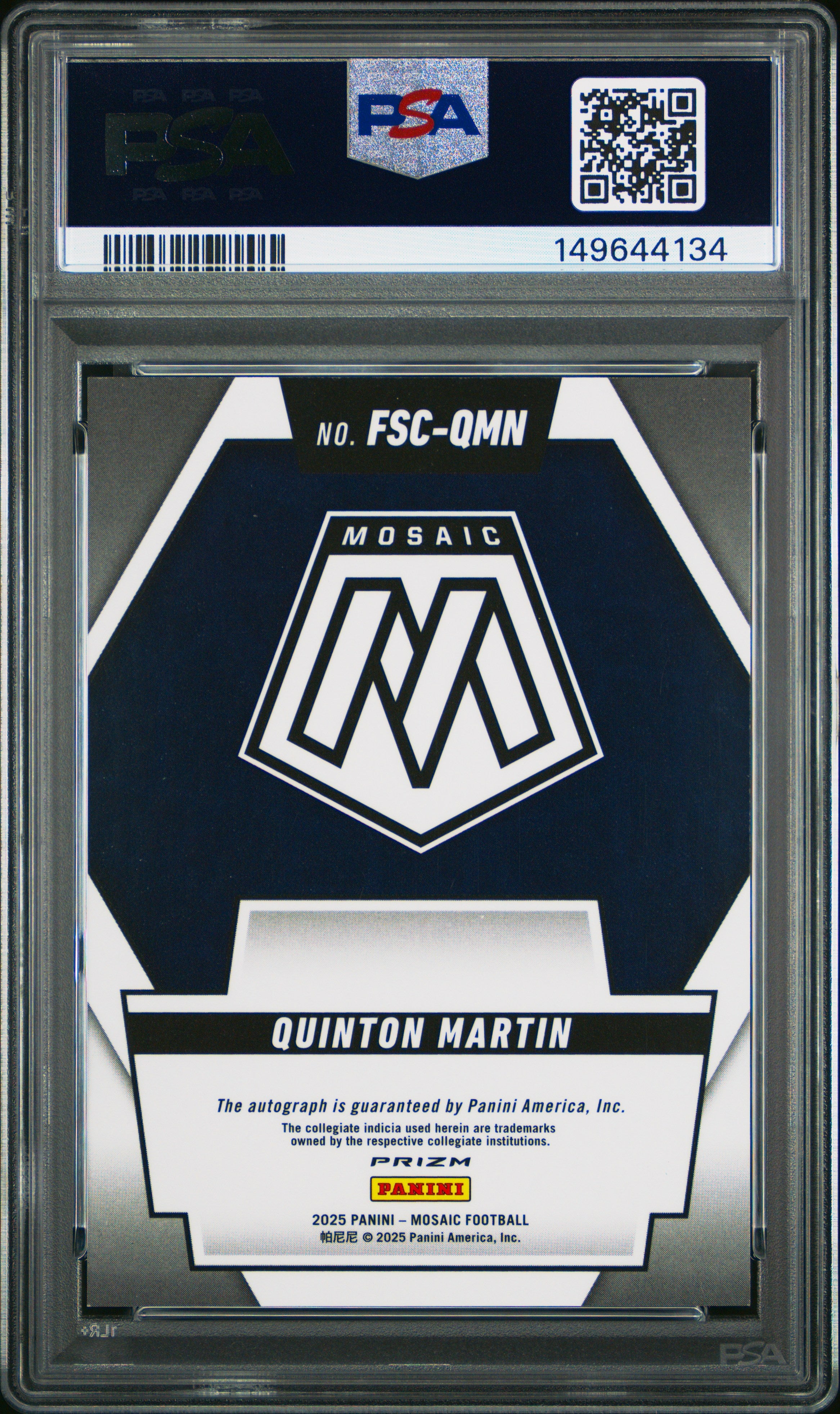 2025 Panini Mosaic Future Scripts Quinton Martin #FSC-QMN PSA 9