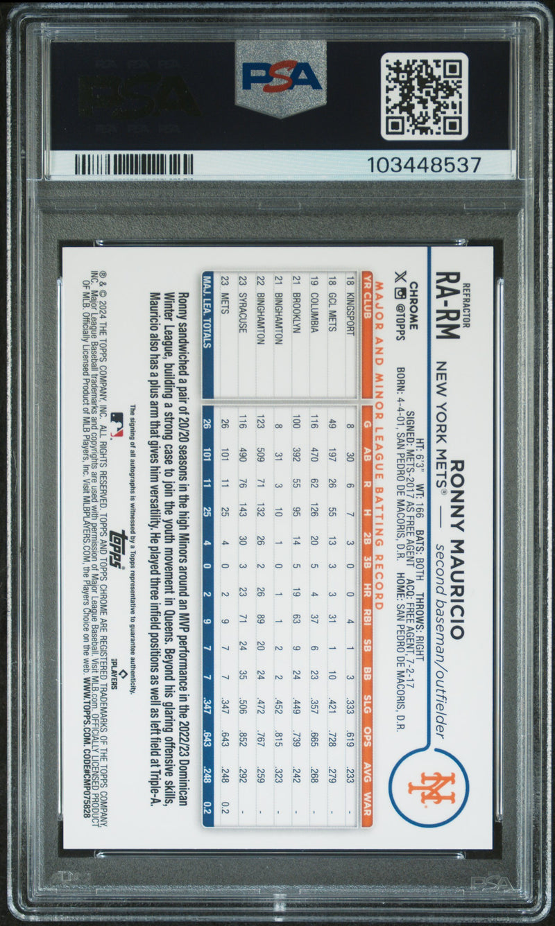 2024 Topps Chrome Rookie Autographs Ronny Mauricio Refractor