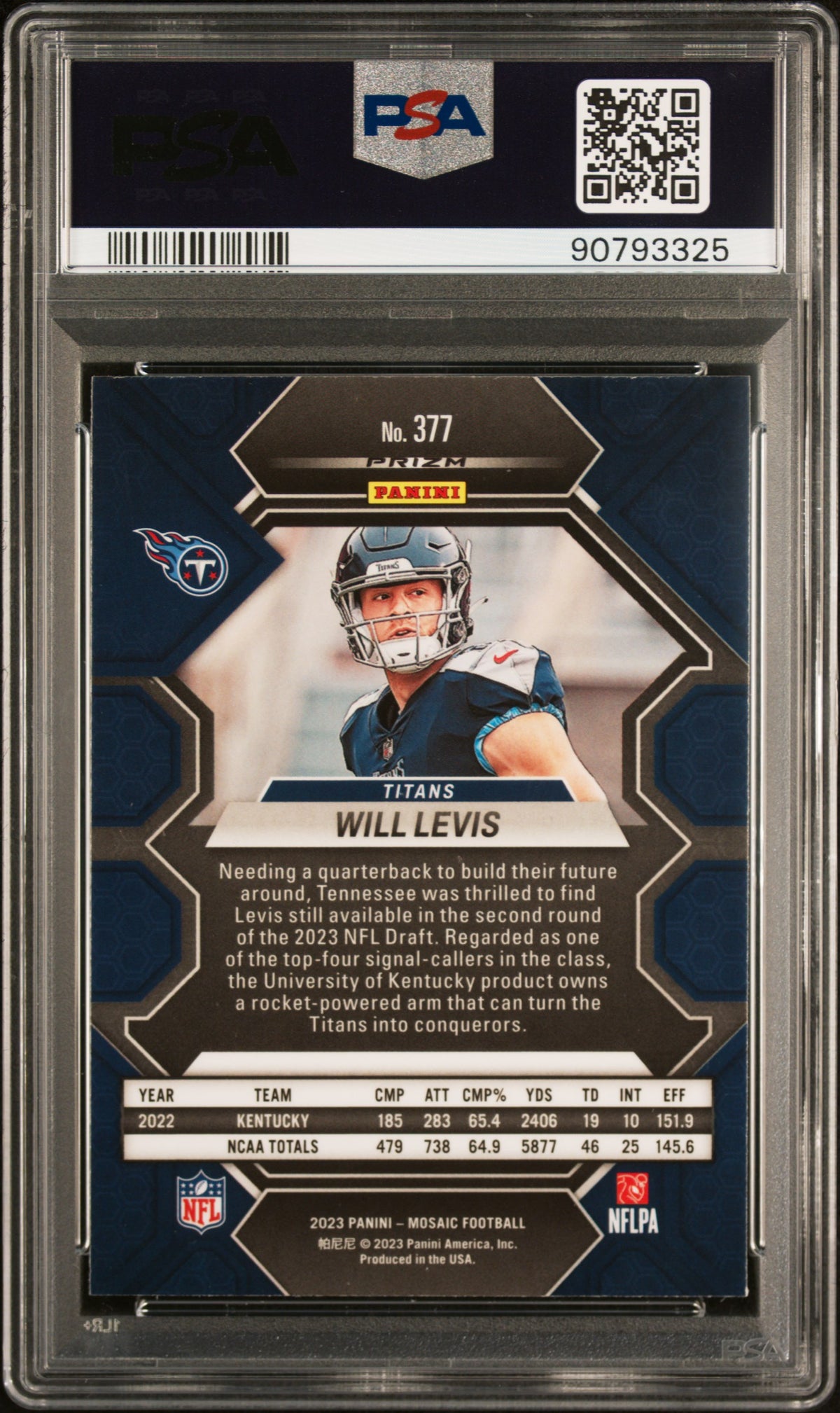 2023 Panini Mosaic Will Levis Reactive Yellow #377 PSA 10