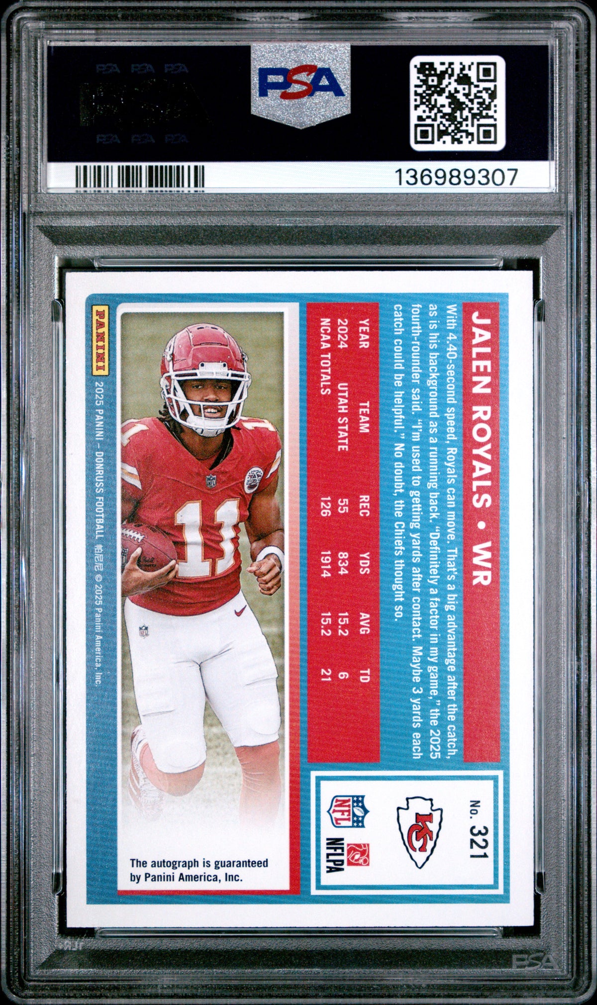 2025 Panini Donruss Jalen Royals Autograph Rookie 021/199 #321 PSA 10 GEM MINT