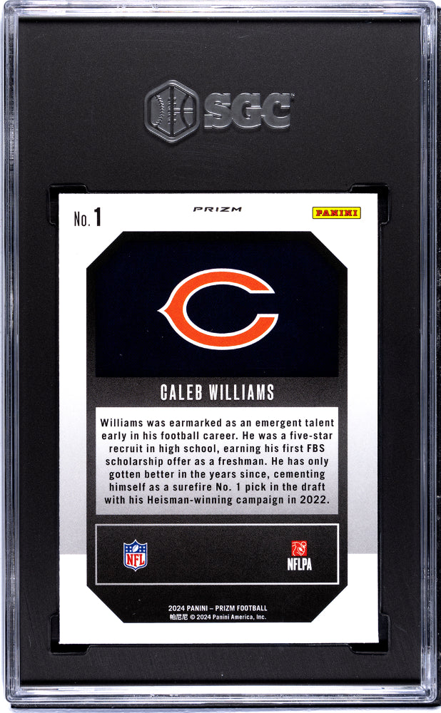 2024 Prizm Caleb Williams Emergent Green Wave Rookie SGC 10 GEM Chicago Bears