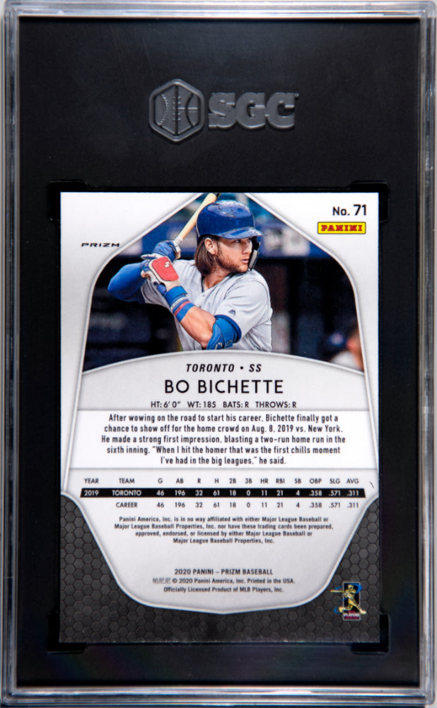 2020 Panini Prizm Bo Bichette Red White Blue Rookie #71 SGC 9 Blue Jays