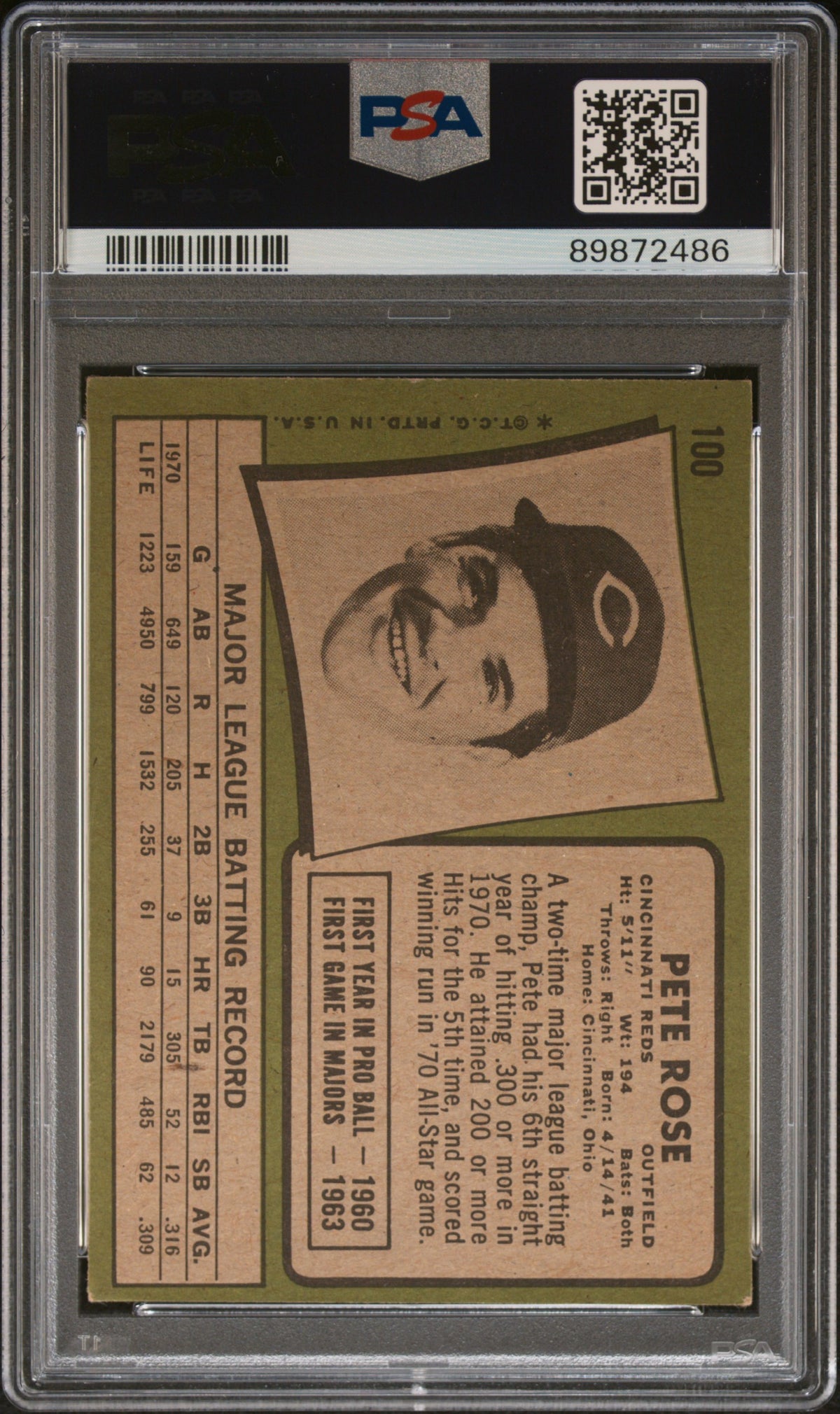 1971 Topps Pete Rose #100 PSA 5