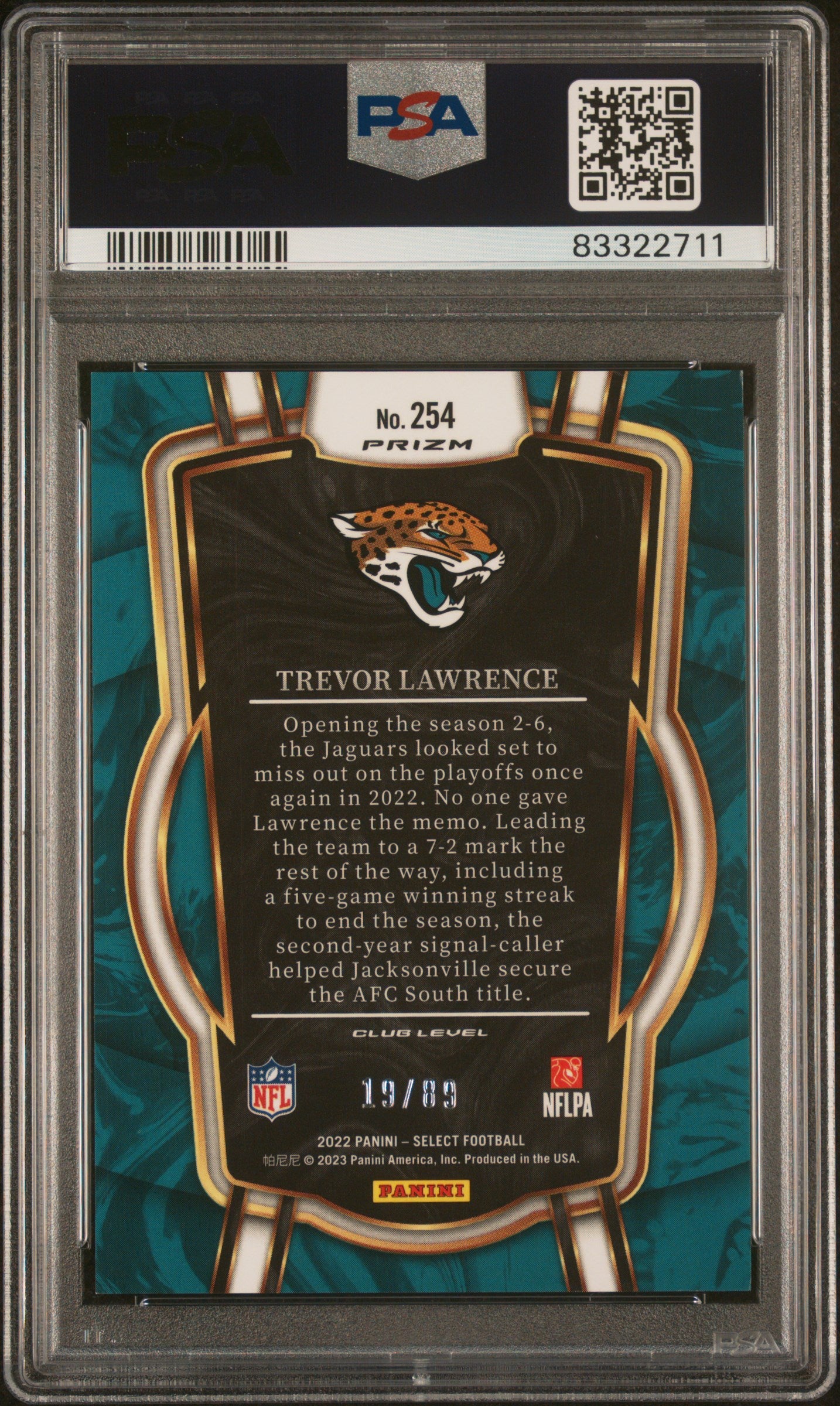 2022 Panini Select Trevor Lawrence Dragon Scale Prizm #254 PSA 10