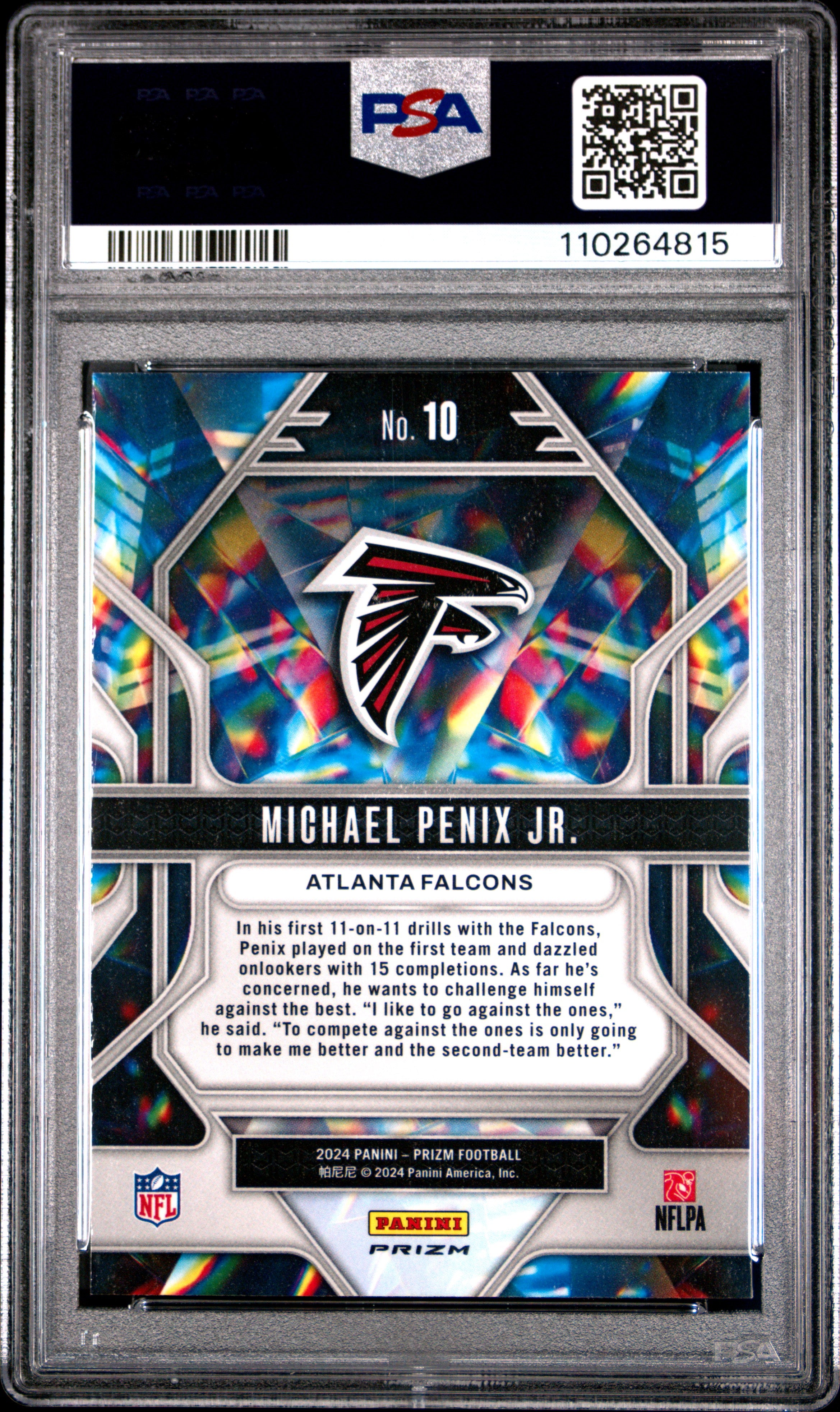 2024 Prizm Prizmatic Michael Penix JR. Green Wave Rookie PSA 10 Atlanta Falcons