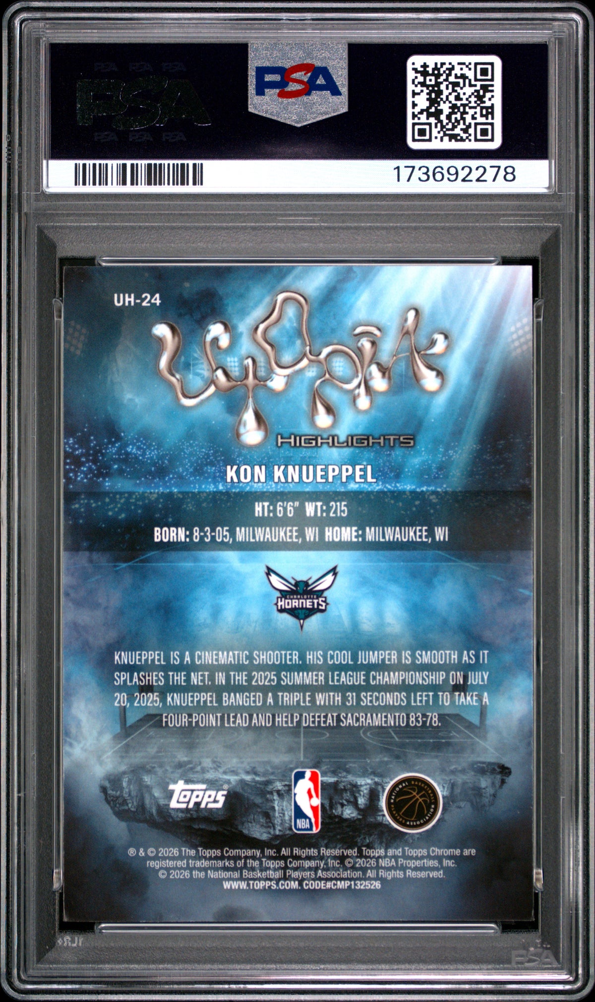 2025 Topps Chrome X Cactus Jack Utopia Highlights Kon Knueppel #24 PSA 10