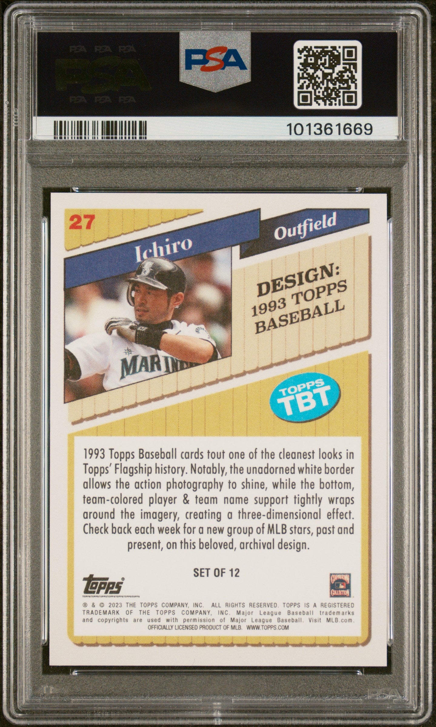 2023 Topps Throwback Thursday Ichiro #27 PSA 10 GEM MINT Seattle Mariners