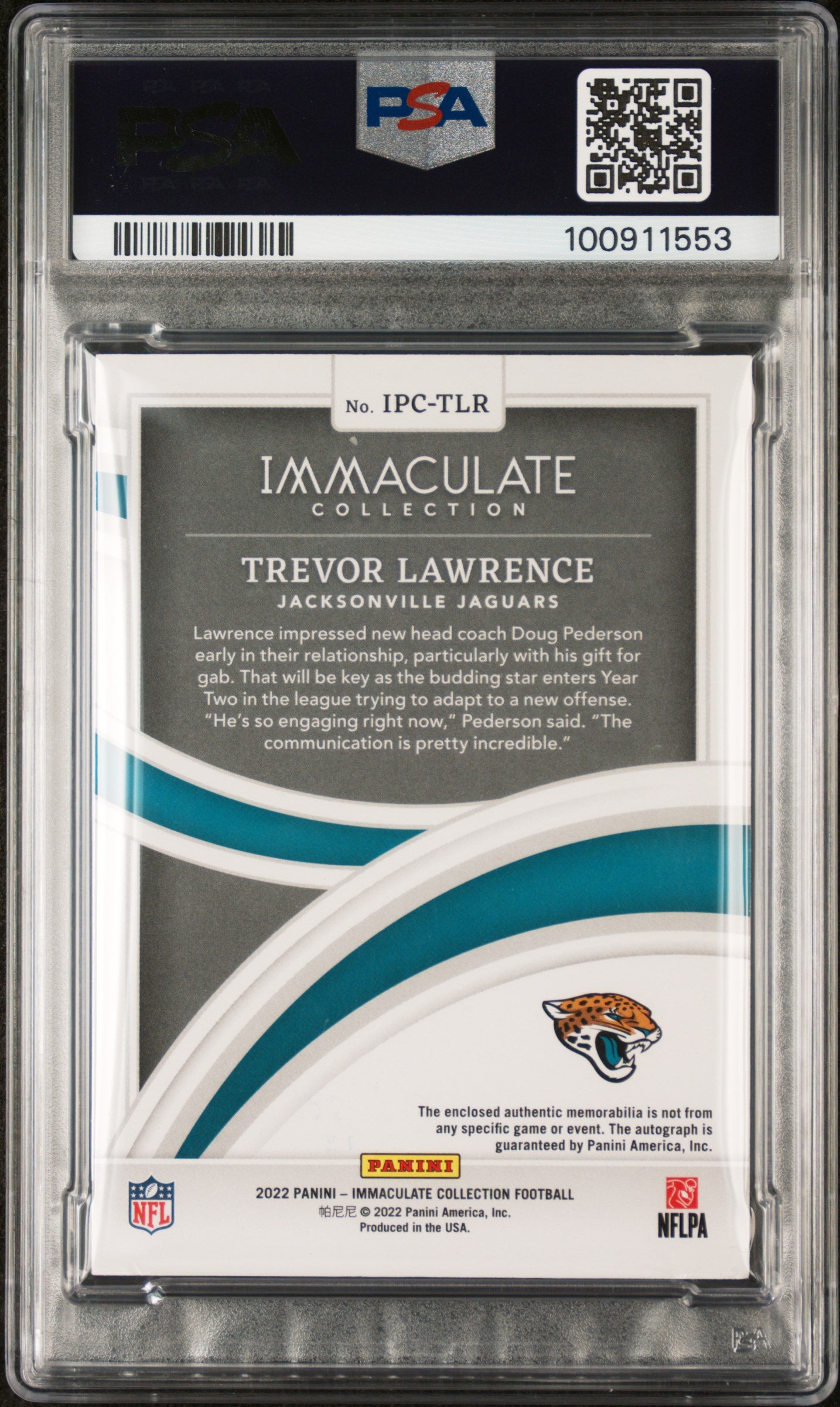 2023 Panini Immaculate Collection Update Patch Trevor Lawrence 01/25 PSA Auto 10