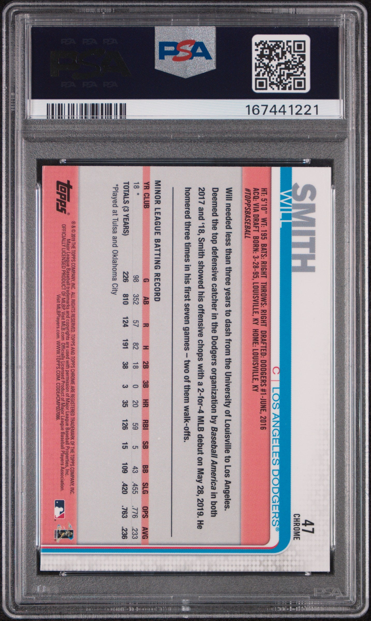 2019 Topps Chrome Update Will Smith Pink Refractor #47 PSA 10