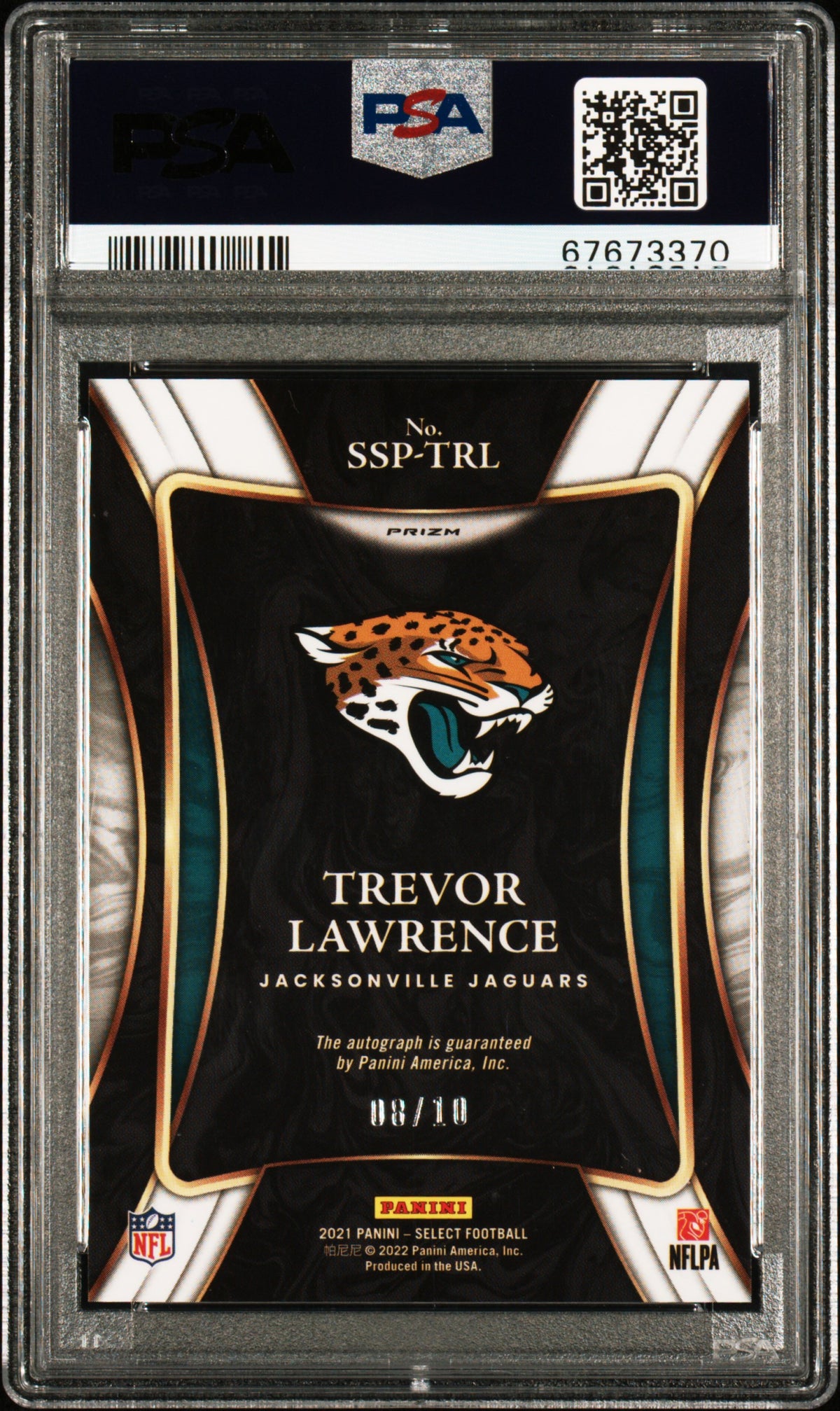 2021 Select Signatures Prizm Trevor Lawrence Prizm Gold/10 PSA 10 Auto 10 Rookie