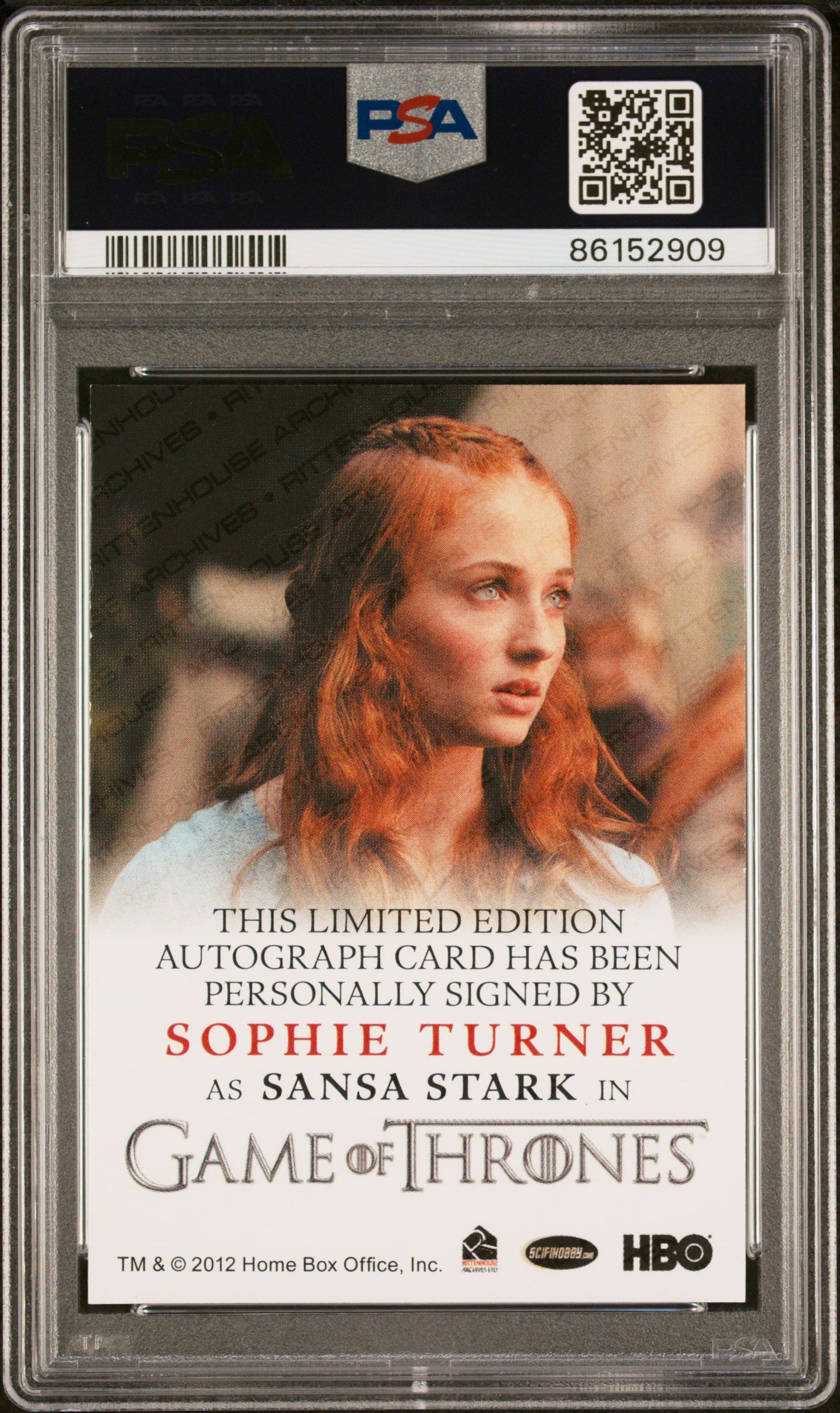 2013 Game Of Thrones Season 2-Autograph Sophie Turner PSA 9