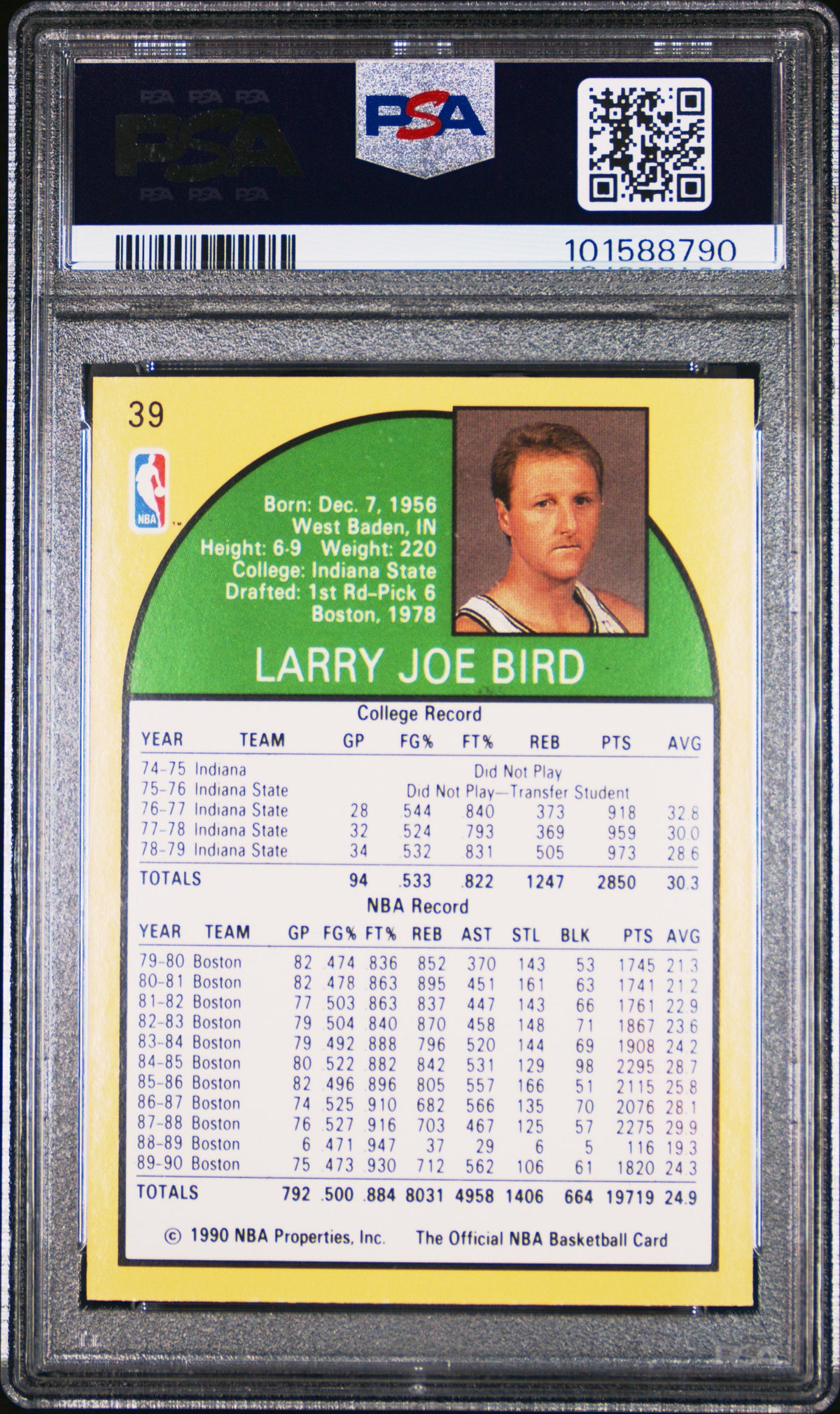 1990 Hoops Larry Bird #39 PSA 10 GEM MINT Boston Celtics
