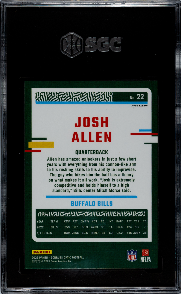 2023 Donruss Optic Josh Allen Stars Prizm #22 SGC 10