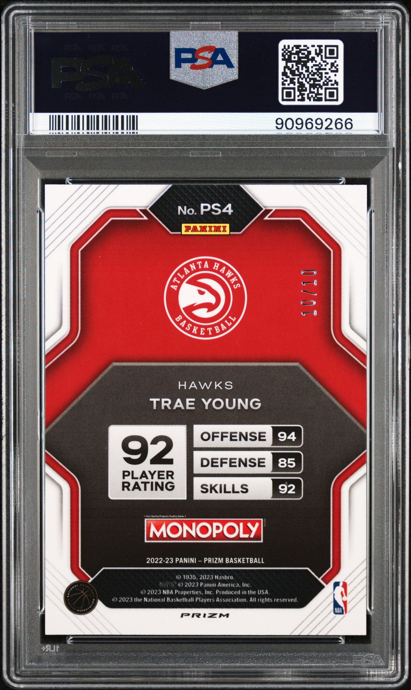 2022 Panini Prizm Monopoly Prizm All-Stars Trae Young Neon Green PSA 9 #d 10/10