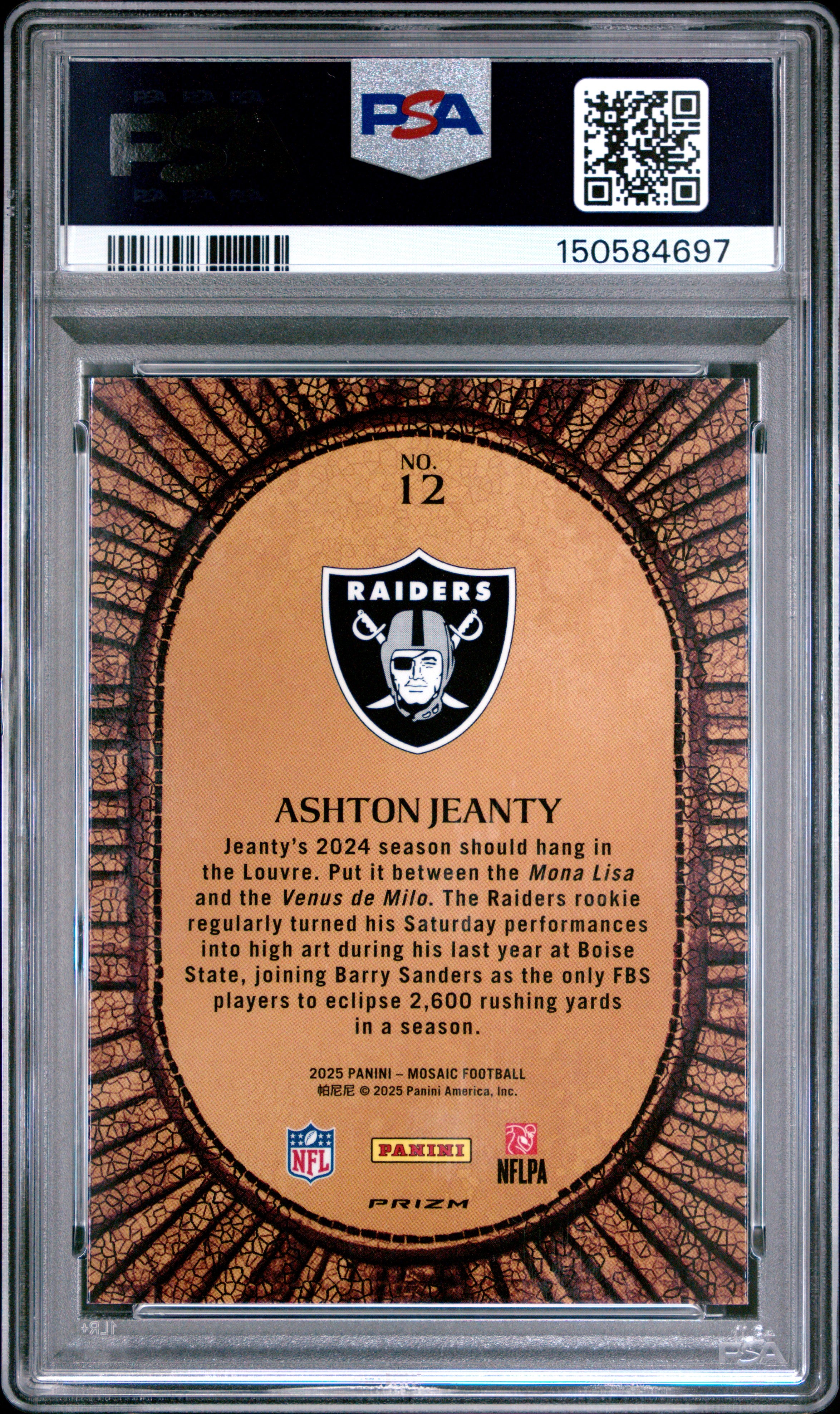 2025 Panini Mosaic Micro Mosaic Ashton Jeanty #12 PSA 10
