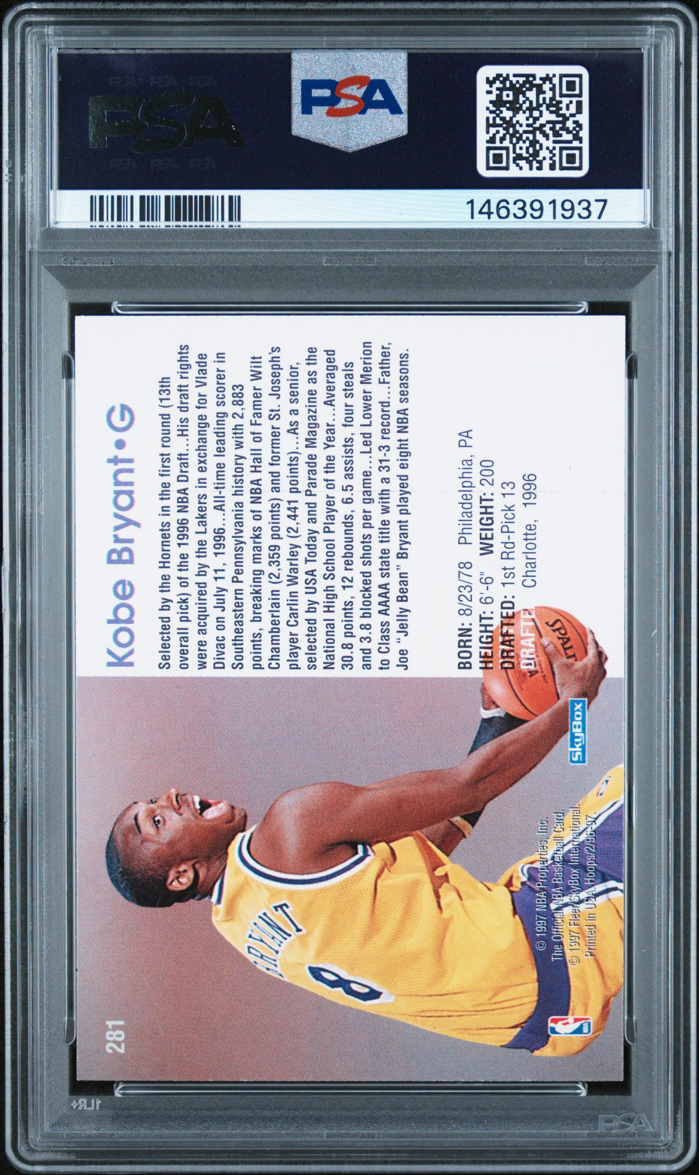 1996 Hoops Kobe Bryant #281 PSA 9