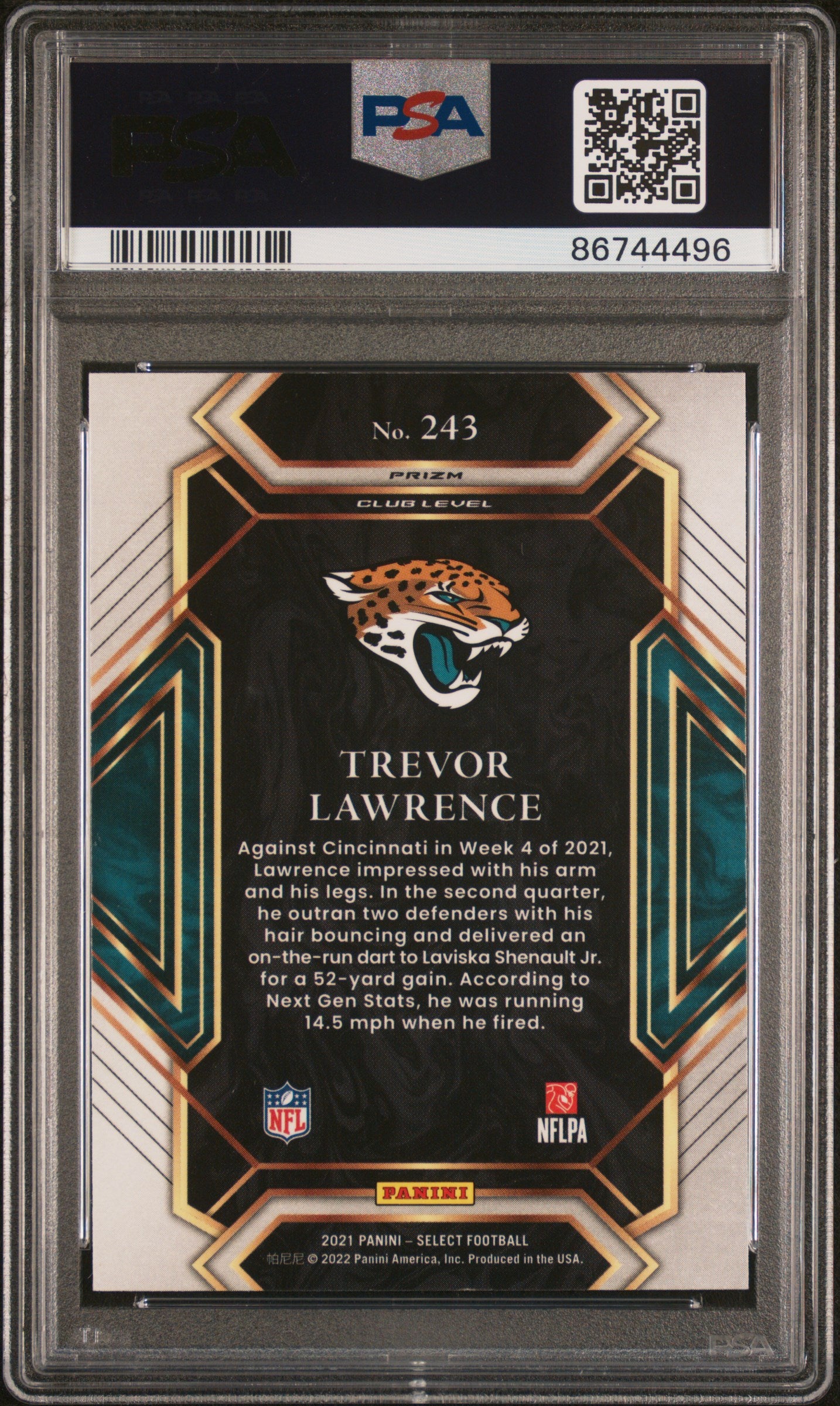 2021 Select Trevor Lawrence Silver Prizm Rookie #243 PSA 10 Jacksonville Jaguars