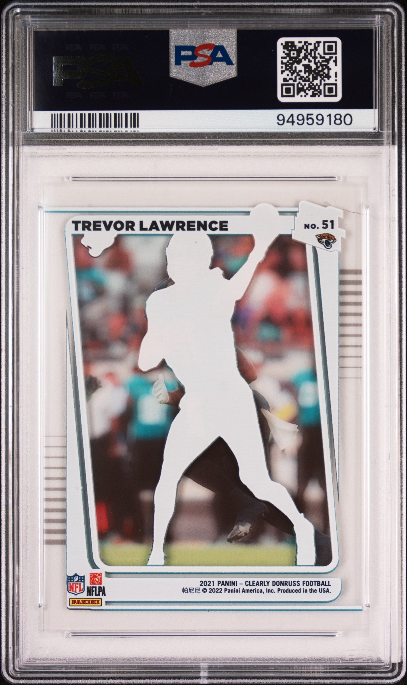 2021 Clearly Donruss Trevor Lawrence Rated Rookie 51 PSA 10 Jacksonville Jaguars