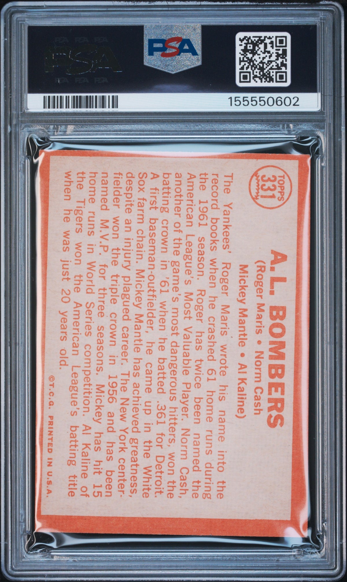 1964 Topps #331 Maris / Cash / Mickey Mantle / Kaline PSA 4 AL Bombers