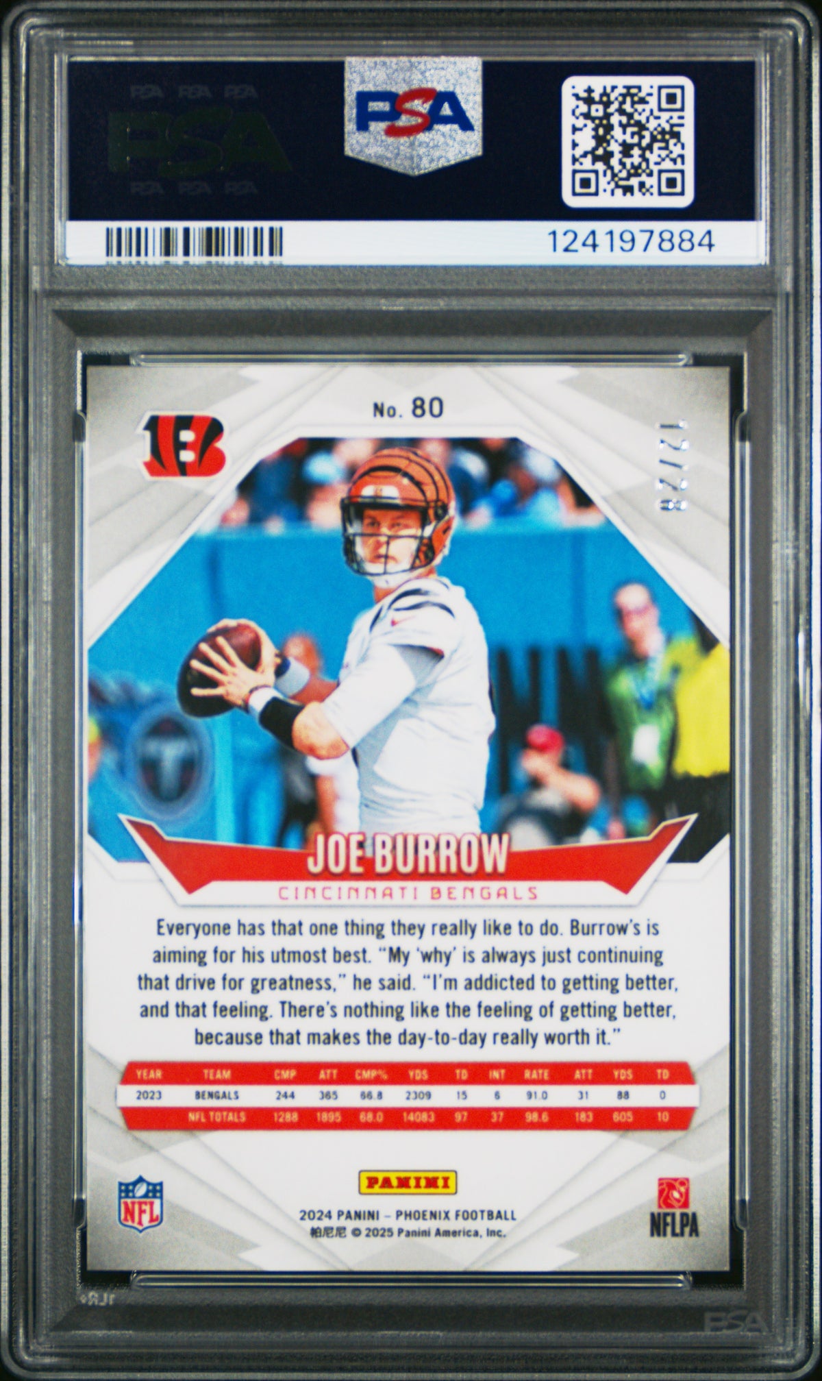 2024 Panini Phoenix Joe Burrow Teal #80 PSA 10