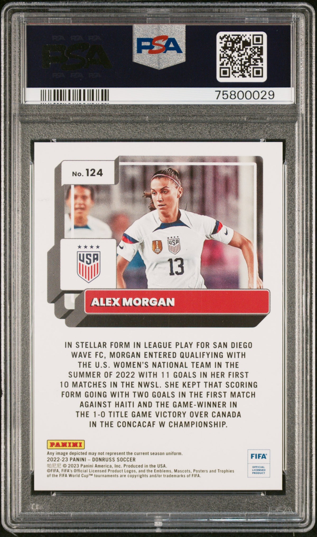 2022 Panini Donruss FIFA Alex Morgan Teal #124 PSA 10
