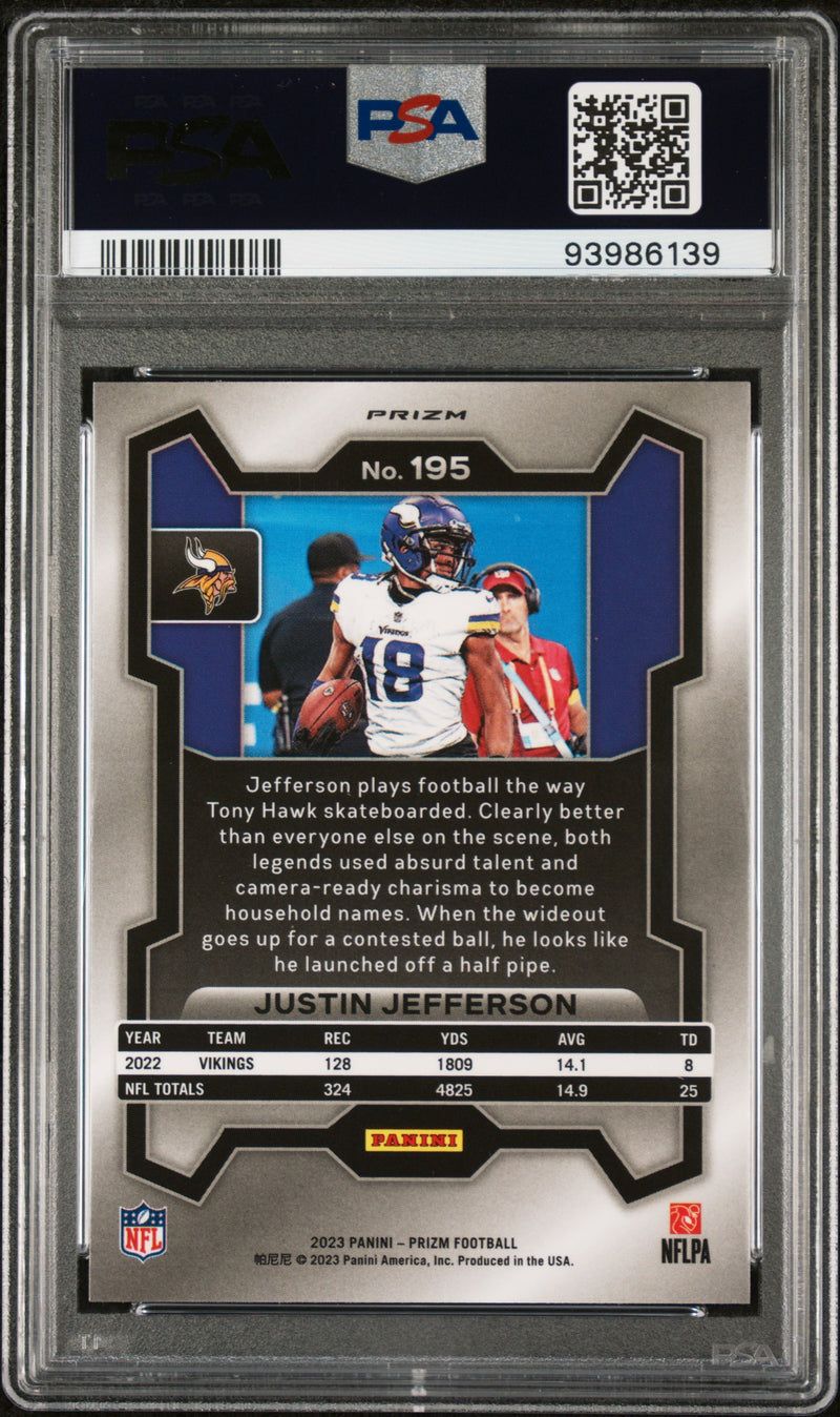 2023 Panini Prizm Justin Jefferson Red White Blue Rookie PSA 10 GEM MINT Vikings