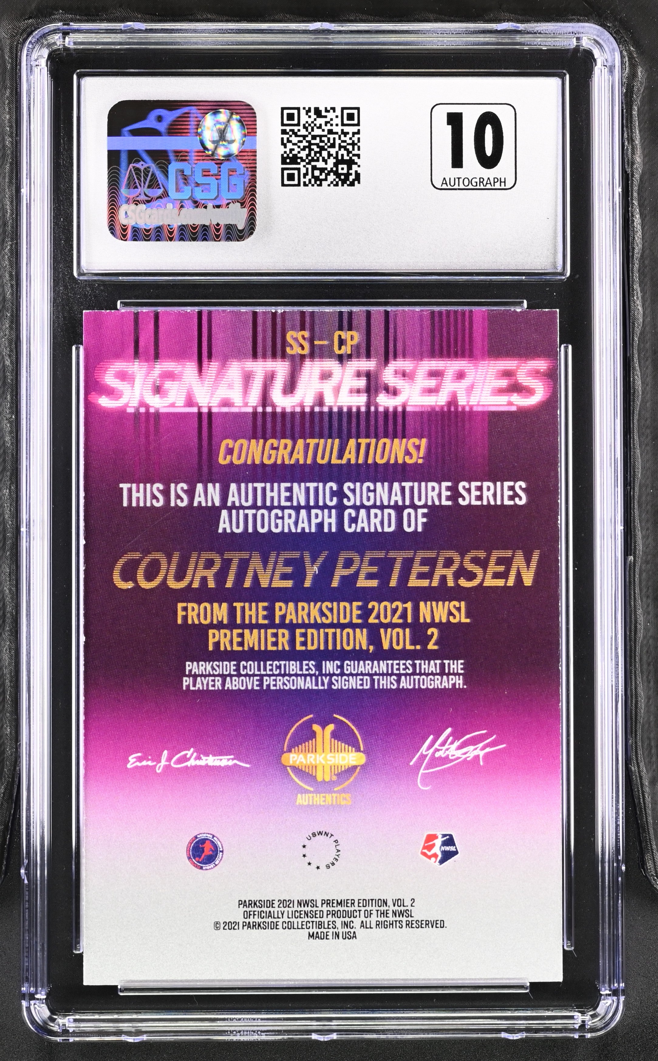 2021 Parkside Nwsl Premier Edition Courtney Petersen Blue Signature Series CGC 8