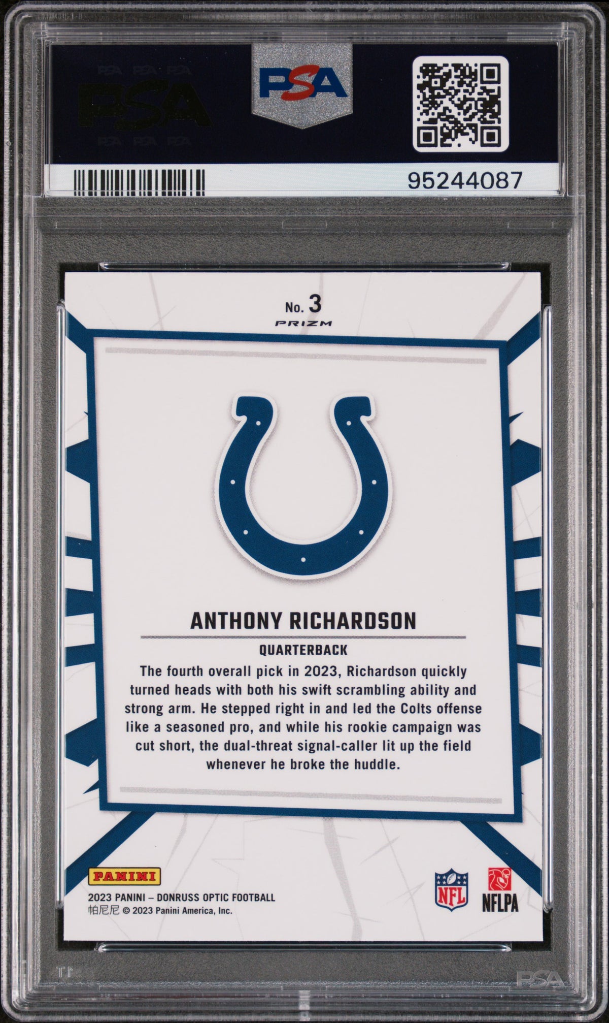2023 Panini Donruss Optic My House! Anthony Richardson #3 PSA 10
